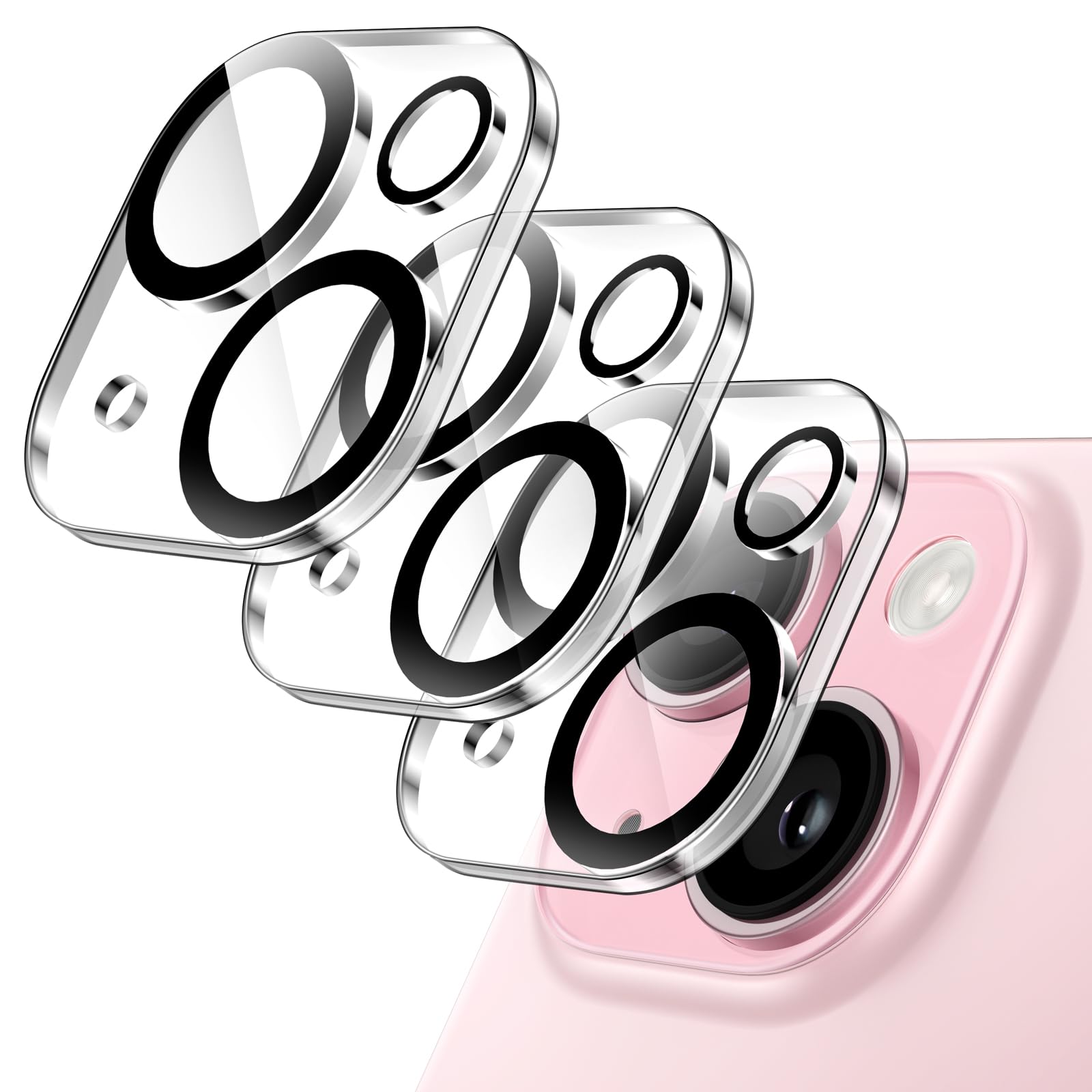 JETech Camera Lens Protector for iPhone 15 6.1-Inch and iPhone 15 Plus 6.7-Inch, 9H Tempered Glass, Anti-Scratch, Case Friendly,