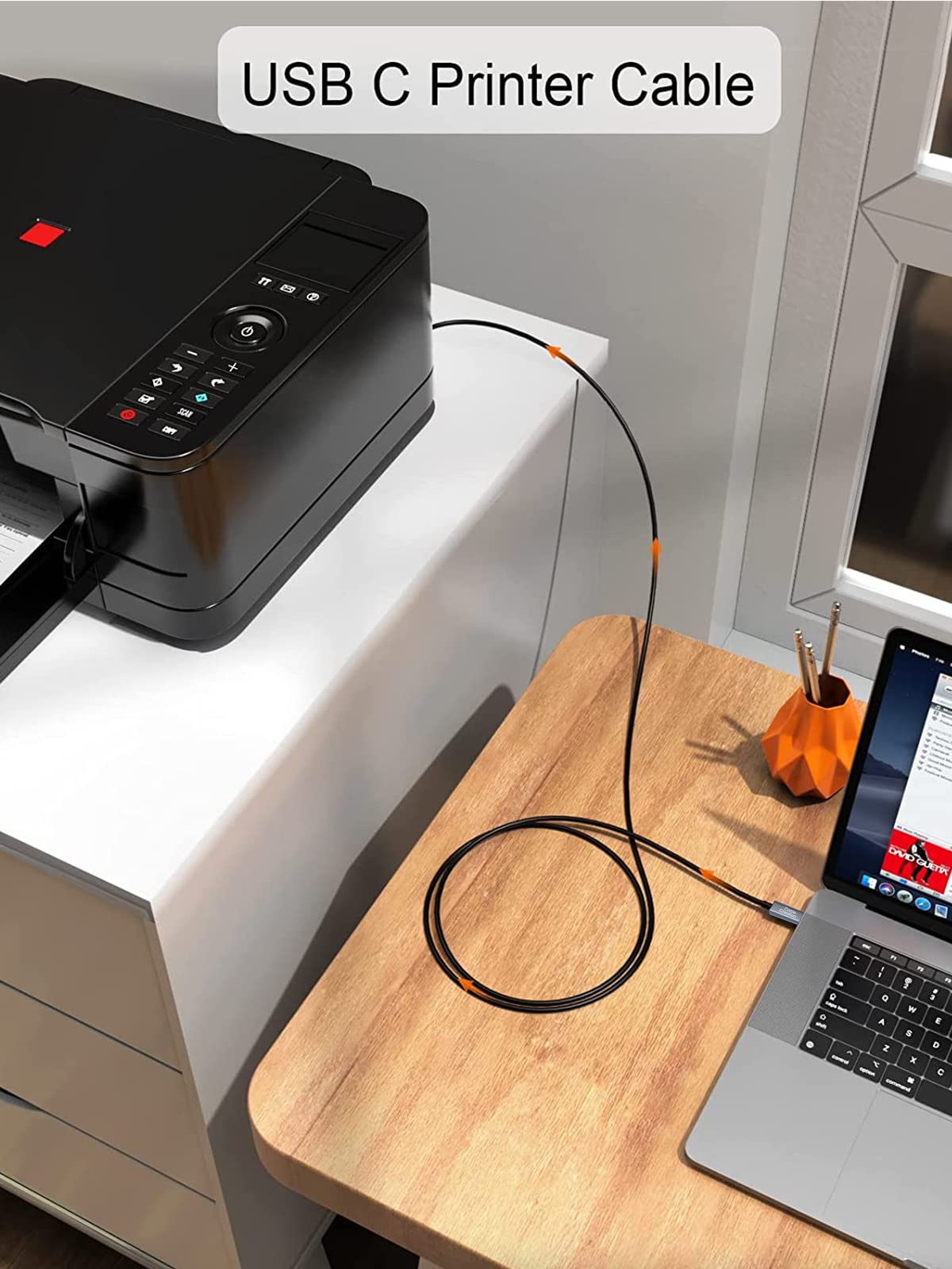 Cablecreation Usb C To Usb B 15Ft Printer Cable For Macbook Pro, Air, Midi Cable For Yamaha, Casio Digital Piano, Dj Controller,