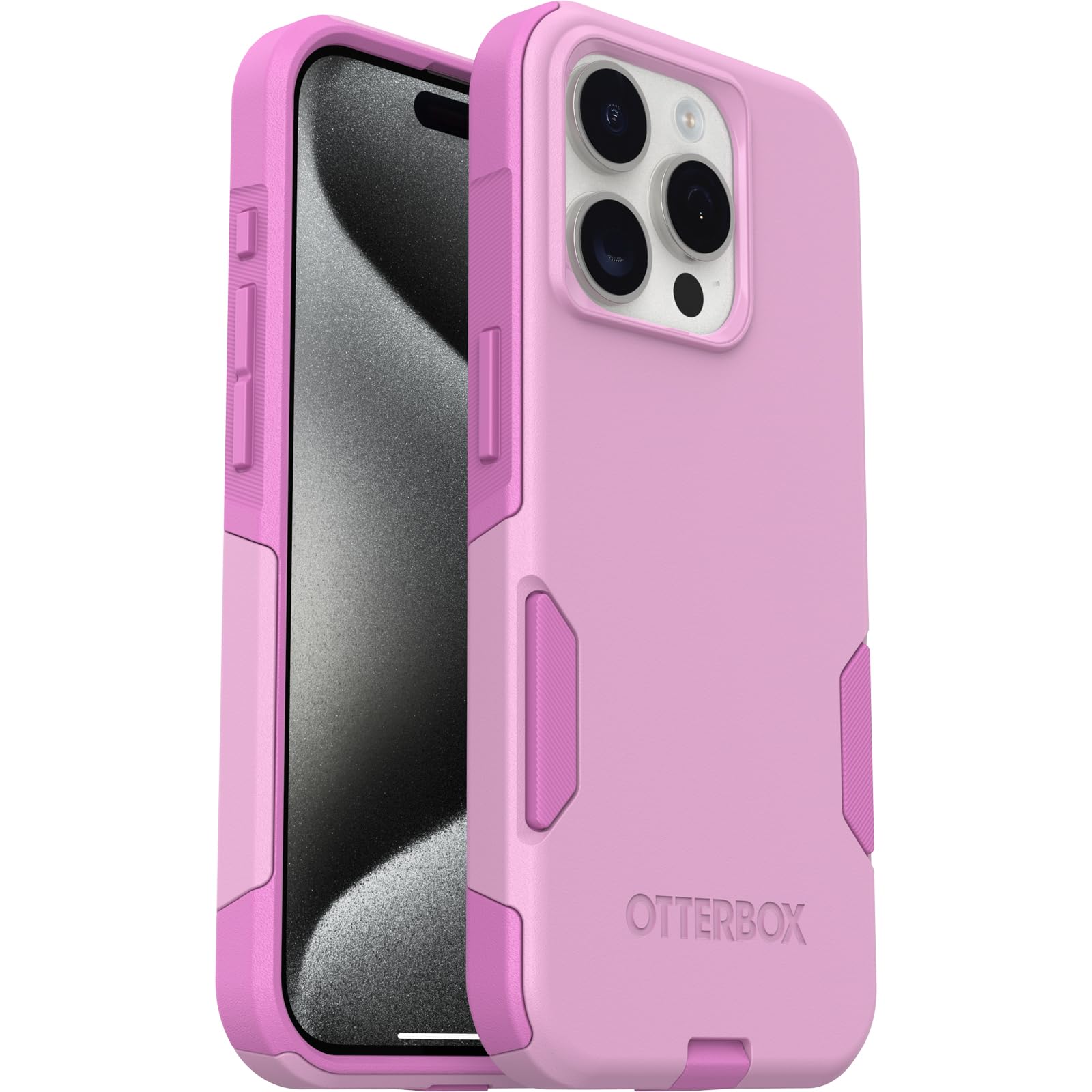 Otterbox Iphone 15 Pro (Only) Commuter Series Case   Run Wildflower (Pink), Slim & Tough, Pocket Friendly, With Port Protection