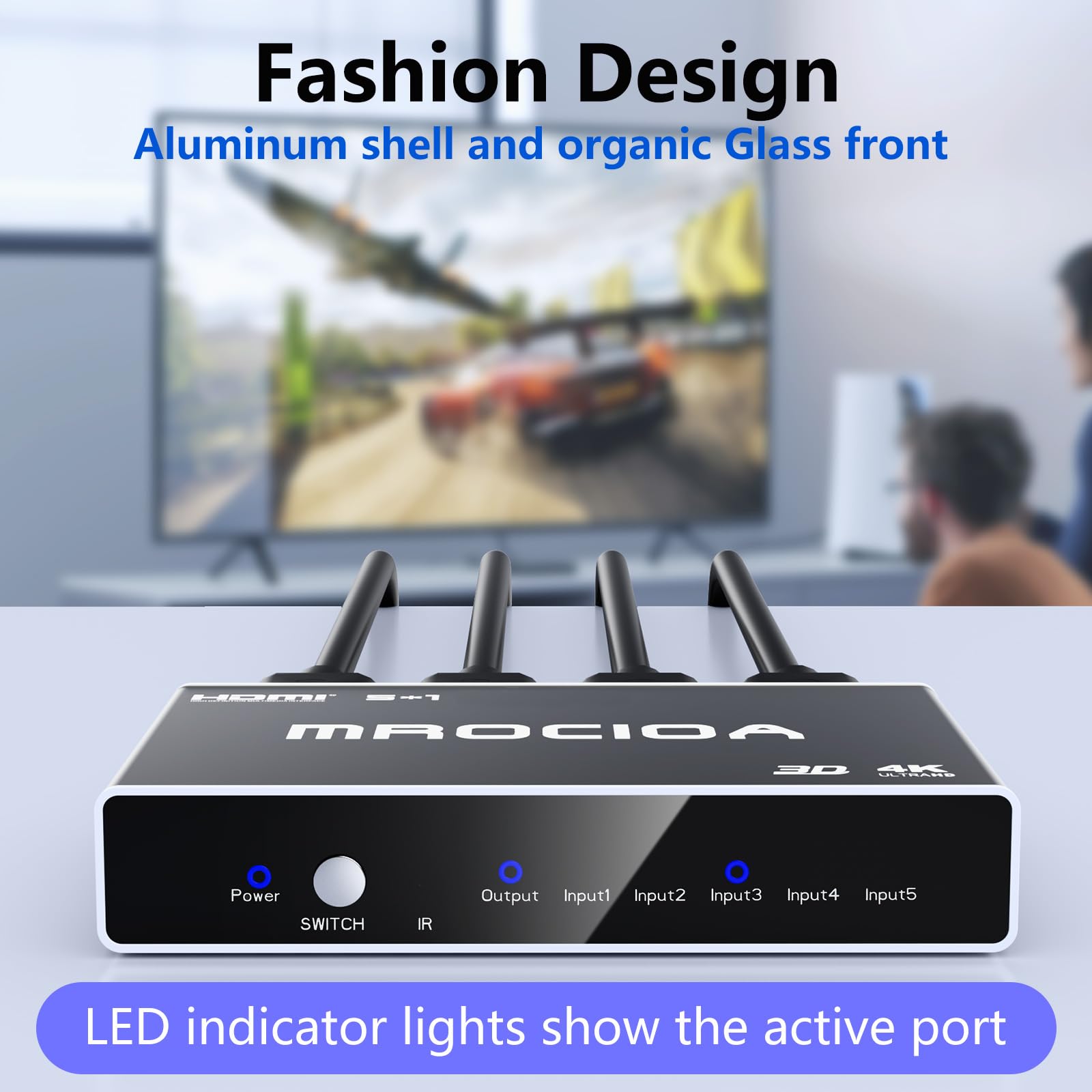 Hdmi Switch 4K 5 In 1 Out Hdmi Switcher 5 Port With Ir Remote Control Hdmi Splitter Support 2160P 1080P