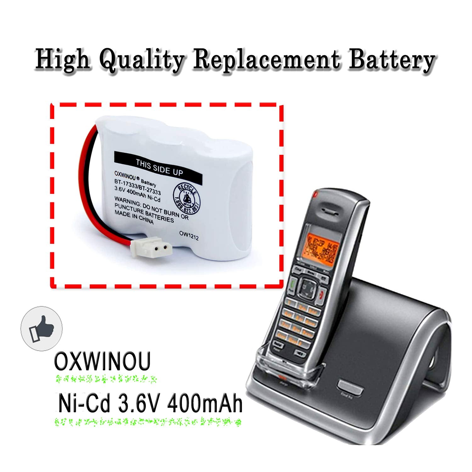 Oxwinou Bt 17333 Bt 27333 Handset Telephone Rechargeable Battery 2/3Aa 3.6V Ni Cd Cordless Phone Battery Compatible With Bt17333