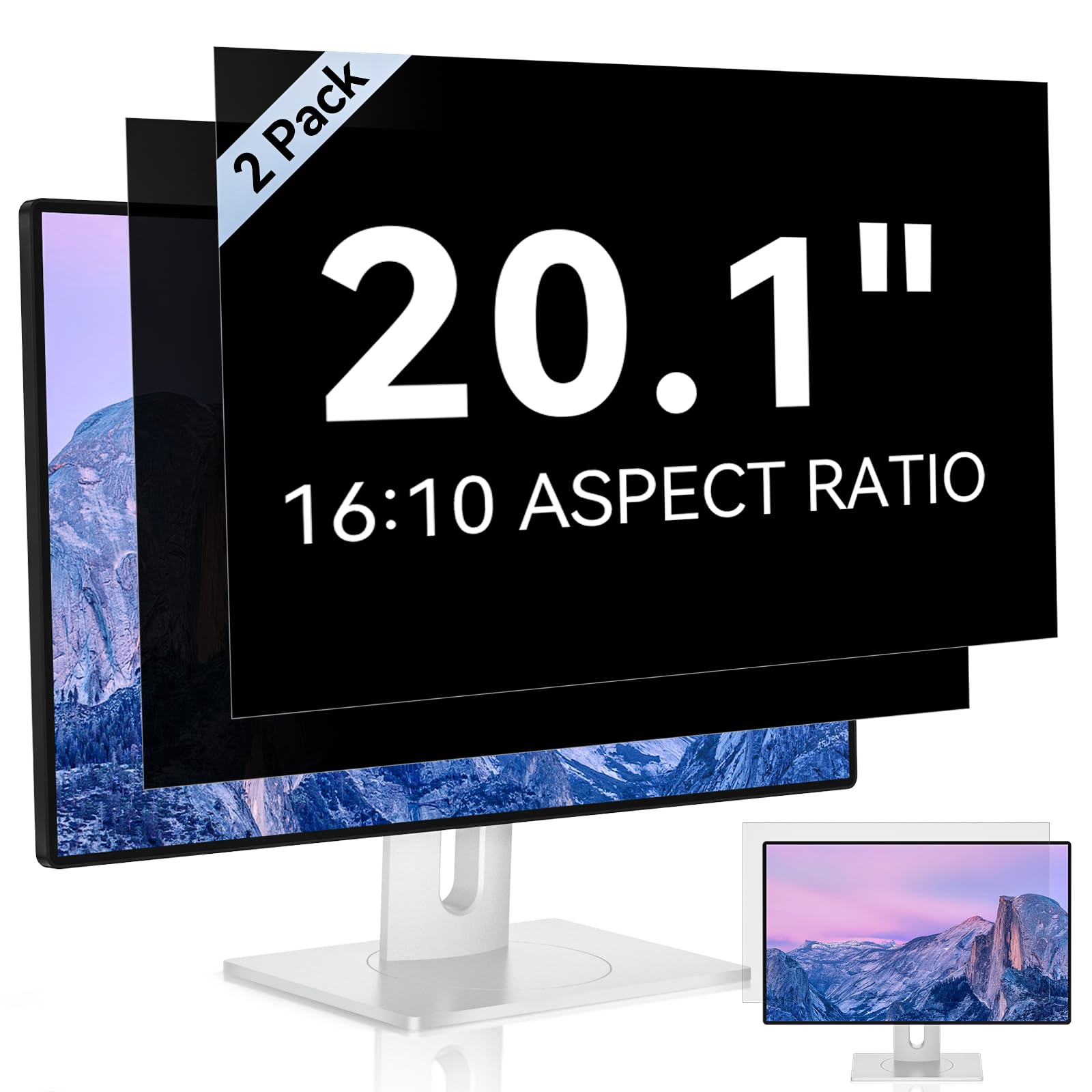[2 Pack] 20.1 Inch Computer Privacy Screen For 16:10 Aspect Ratio Widescreen Monitor, Eye Protection Anti Glare Blue Light Compu