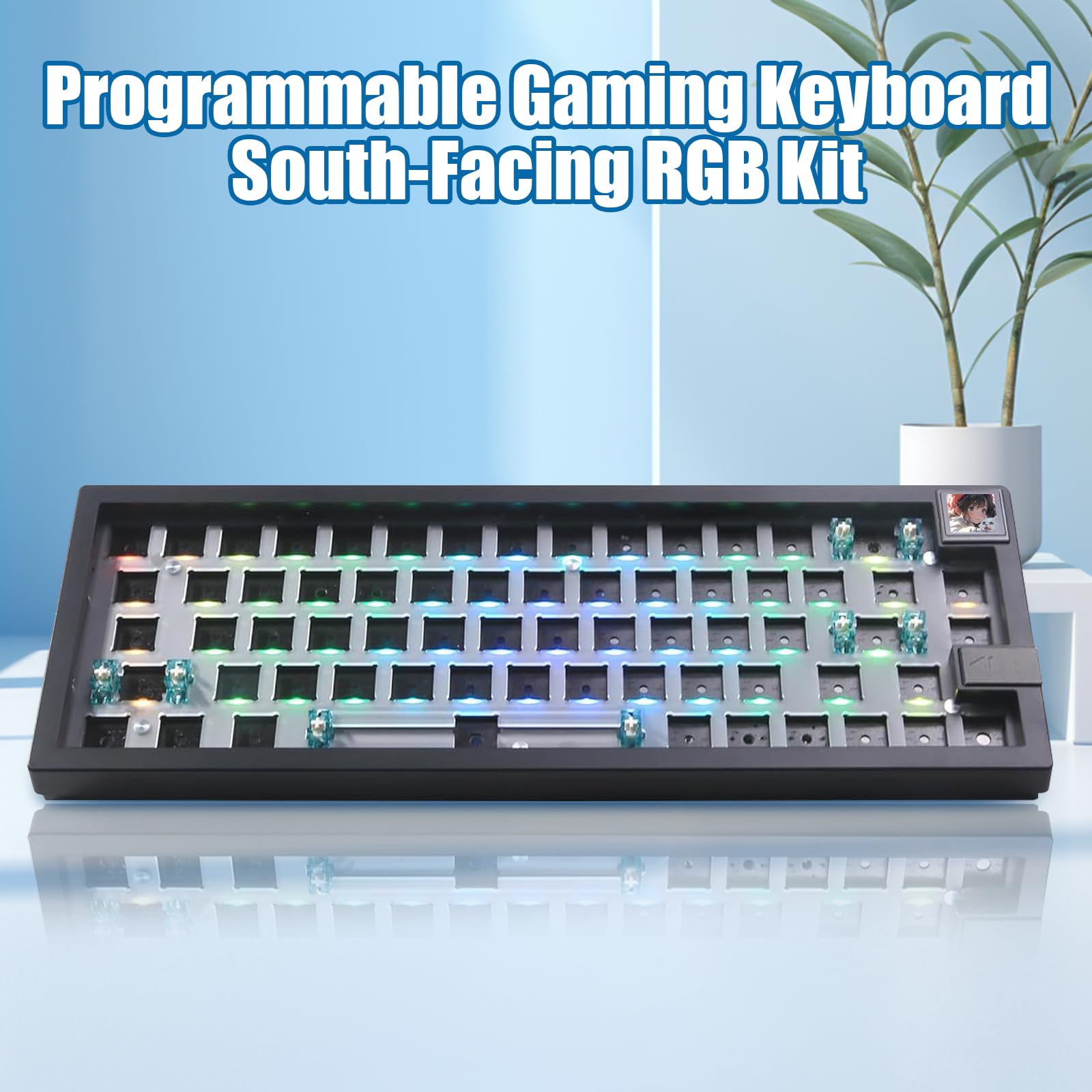 Boyi Gmk67S 65% Keyboard Kit,Hot Swappable Bt5.0/2.4G/Type C Tri Mode Wireless Rgb Mechanical Keyboard Gasket Mounted Kit,Custom