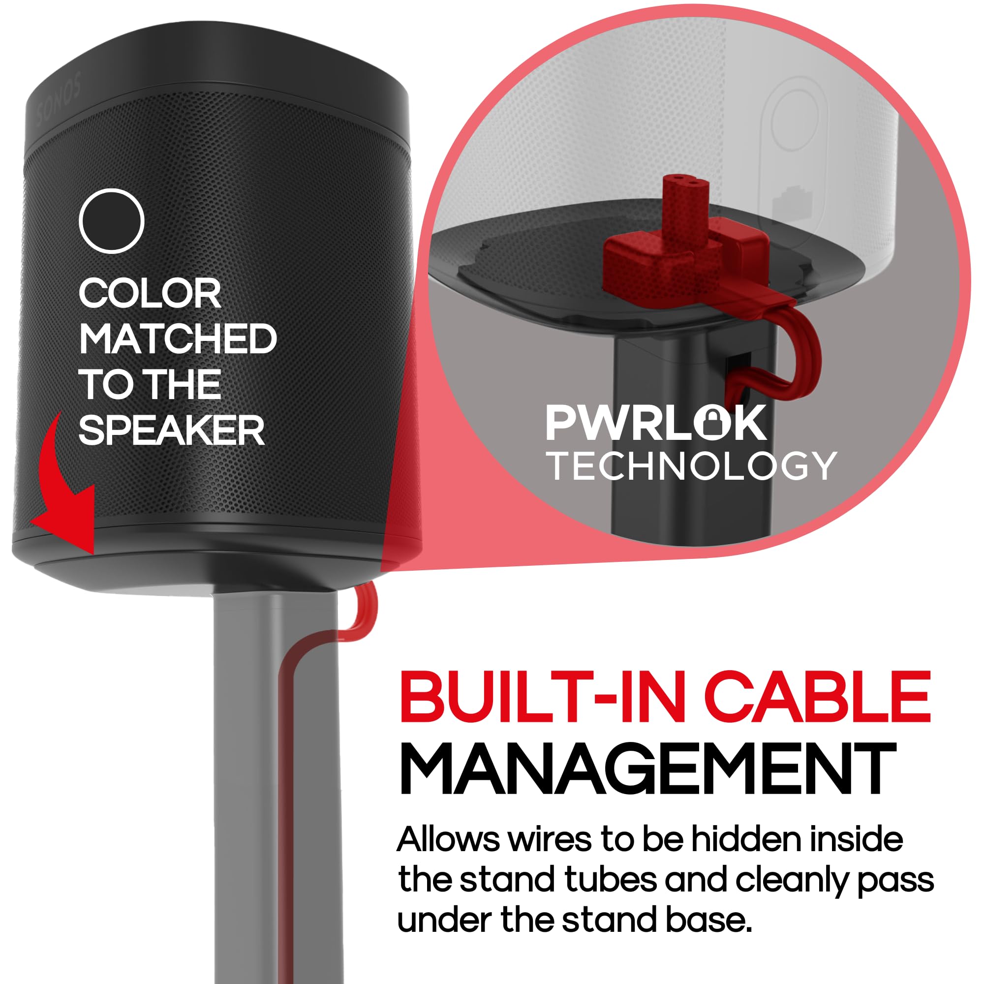 One Floor Stand Twin Pack (2Pcs), Black | Compatible With Sonos One, Play:1, One Gen 2, One Sl | Future Proof Design Also Compat