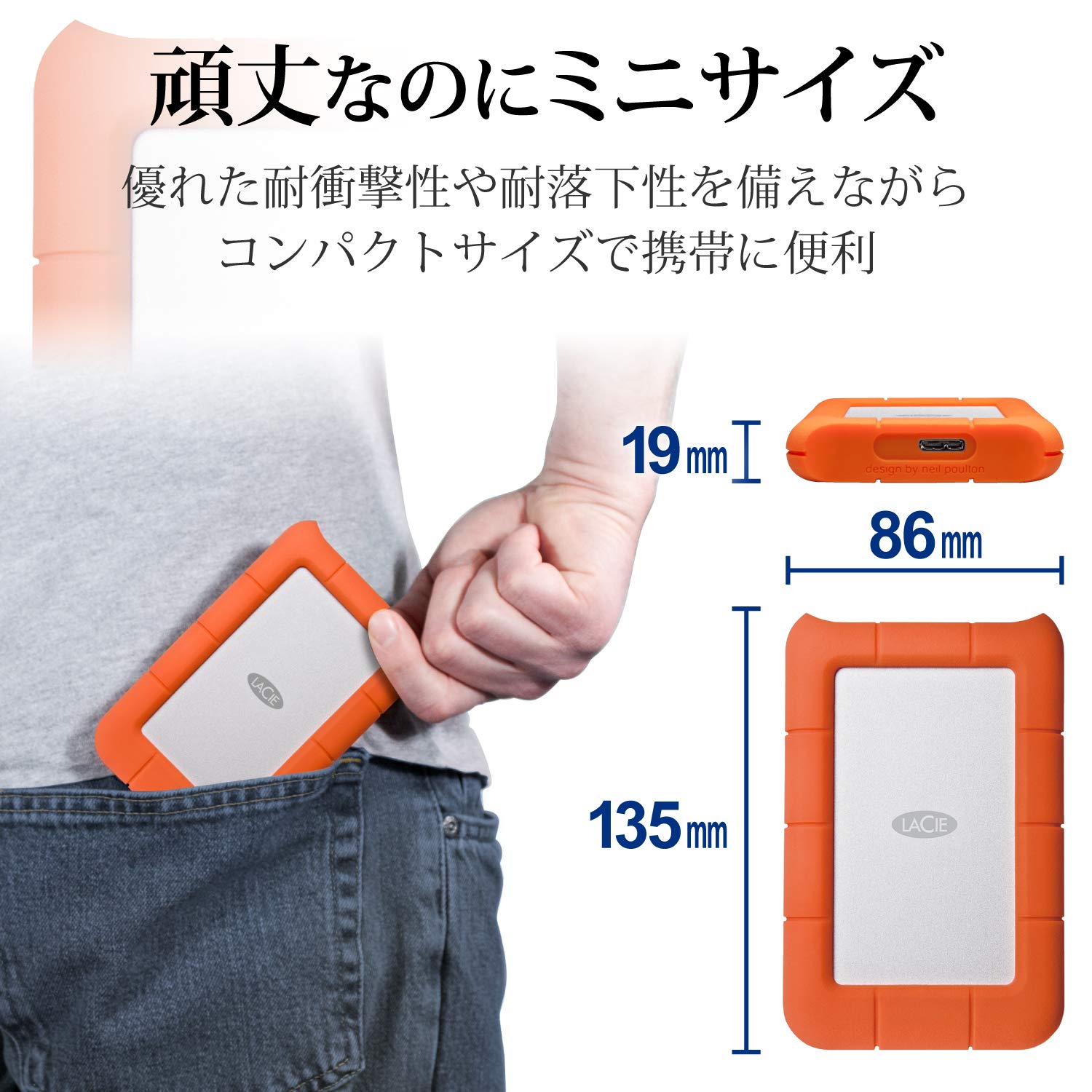 Lacie Rugged Mini 2Tb External Hard Drive Portable Hdd - Usb 3.0/ 2.0 Compatible, Drop Shock Dust Rain Resistant Shuttle Drive,