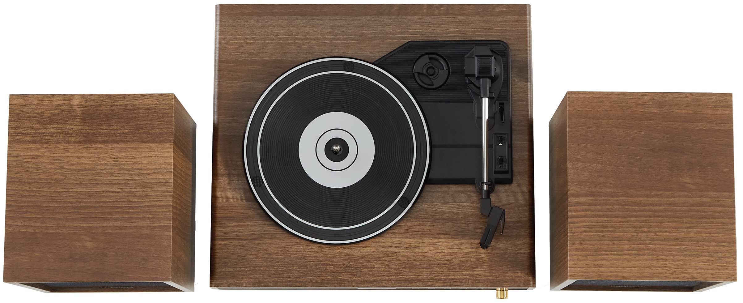 Crosley Cr7019A Wa Alto 3 Speed Turntable Shelf System With Bluetooth, Fm Radio, And Matching Stereo Speakers, Walnut