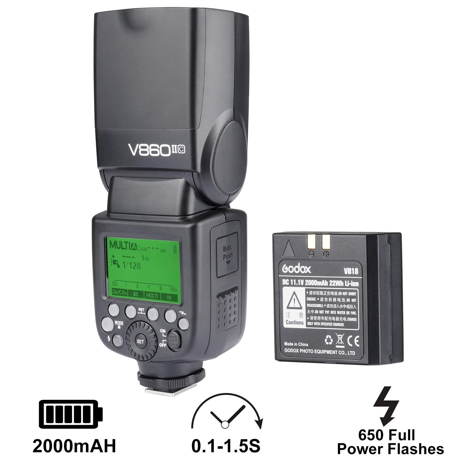 Godox V860Ii-C Kit E-Ttl High-Speed Sync 1/8000S 2.4G Gn60 Li-Ion Battery 1.5S Recycle Time Camera Flash Speedlite Light For Can