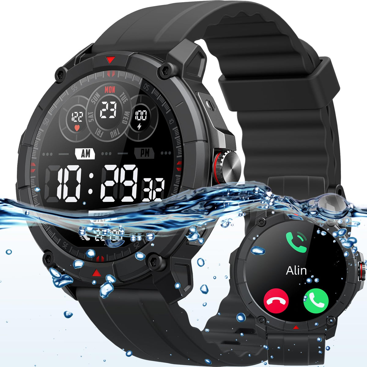 Parsonver Smart Watch, Alexa Built In, Gps, Bluetooth Call & Text, 30M Water Resistant 100+ Sport Modes, 1.38'' Hd Rugged Outdoo
