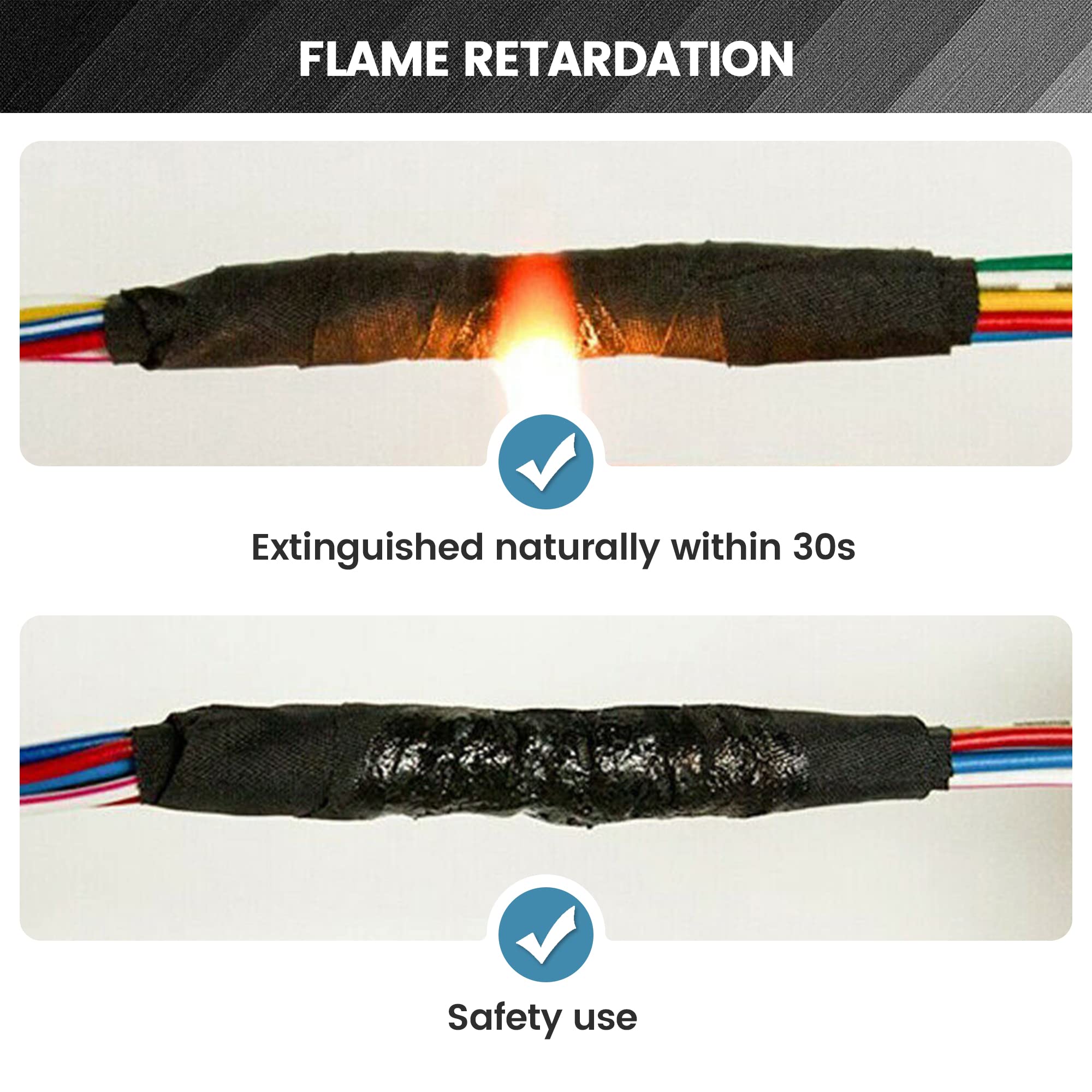 Red Wolf Wiring Harness Cloth Tape High Temp Self Adhesive Fabric Tape For Automobile Electrical Harness Wrap Noise Damping Protection Insulation Cable Fixed Black, 5 Rolls 3/5 Inch X 50Ft