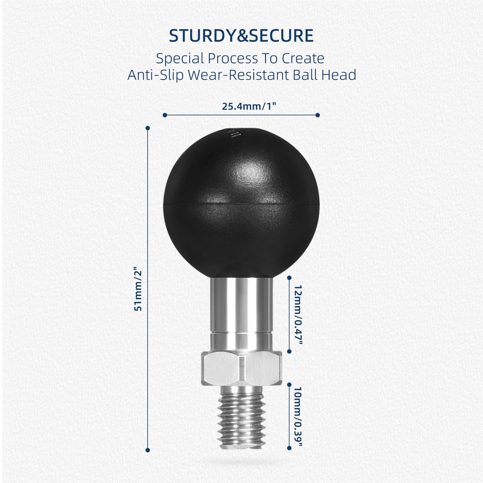 Fanaue 1'' Ball Adapter With M8 X 1.25 Threaded Post.Compatible With Ram Mounts B Size Double Socket Armextended Connection To A