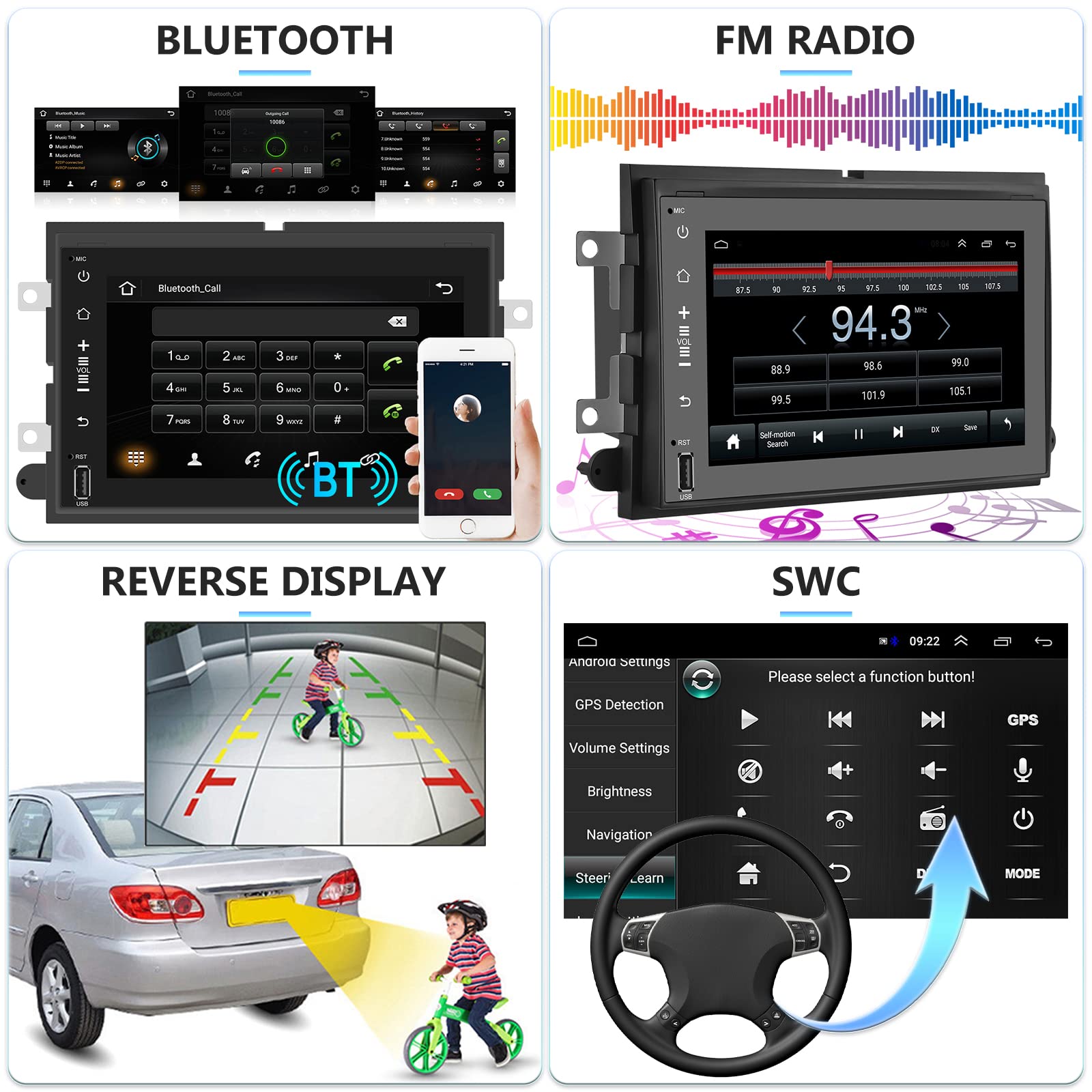 Android Car Stereo For Ford F150 F250 F350 Fusion Edge Explorer Taurus Freestar, 7' Touch Screen Bluetooth Radio With Gps Navigation Support Fm/Rds Swc Usb Airplay Android Mirrorlink Backup Camera