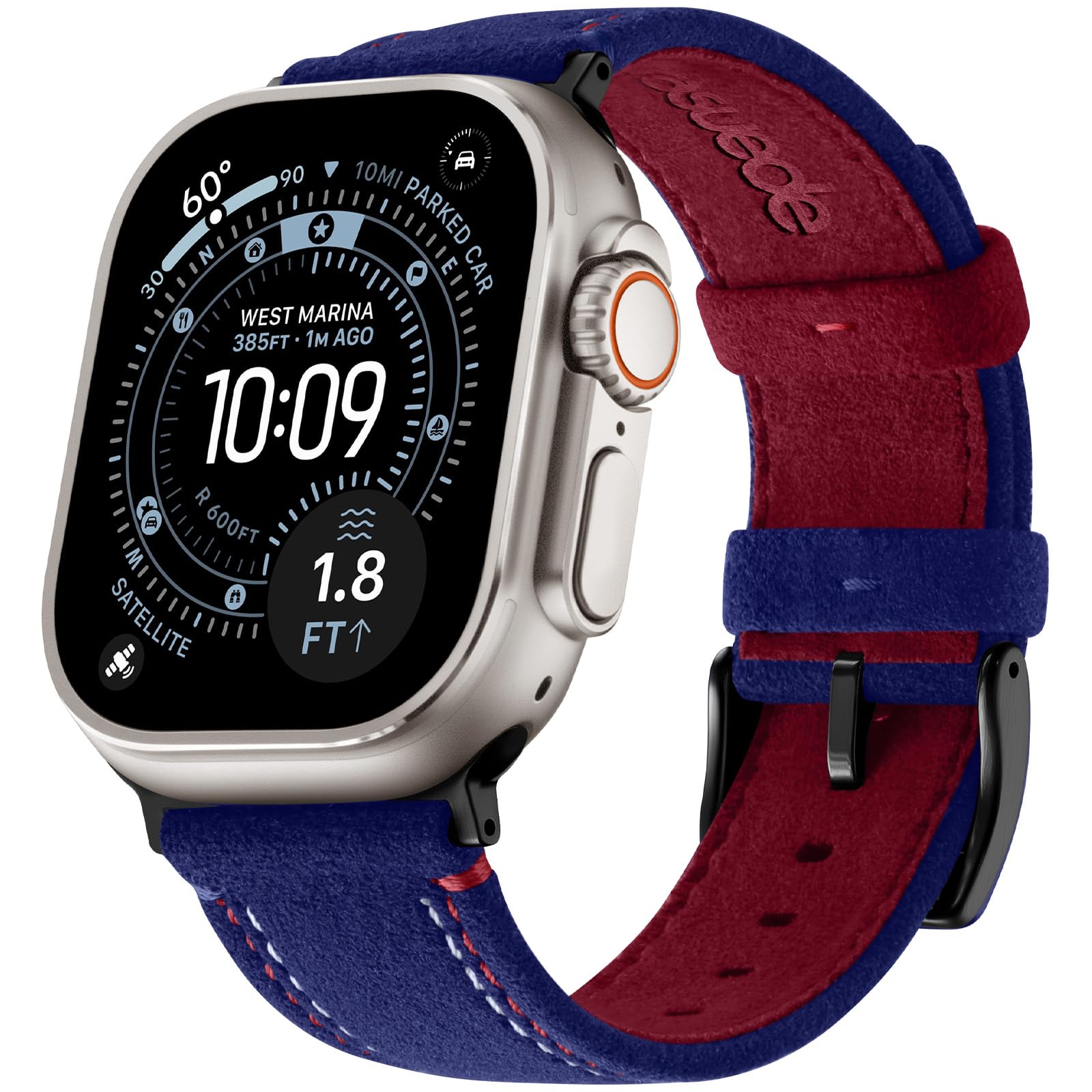 Bandletic Suede Leather Band Compatible with Apple Watch Bands for Men 49mm 46mm 45mm 44mm Women, Soft Retro Replacement Strap f