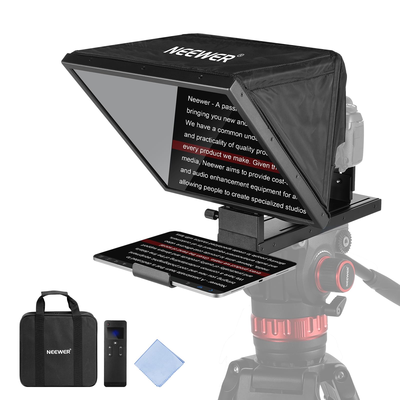 Prompter With Reader NEEWER Basics X16B Aluminum Alloy Liftable Teleprompter 16 for iPad ...