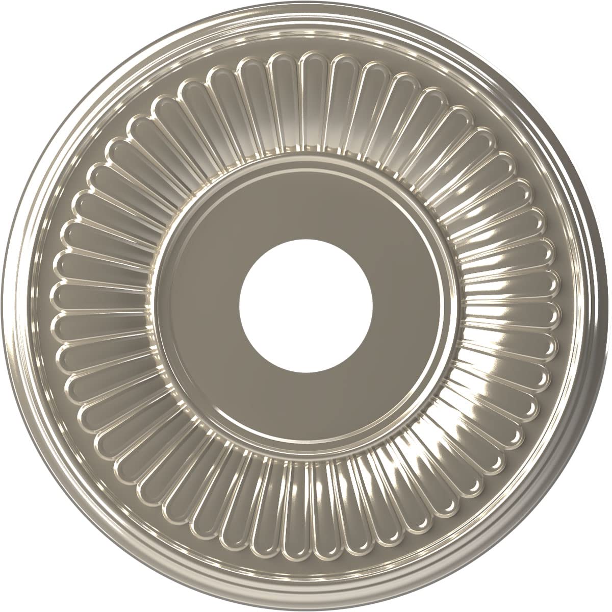 Ekena Millwork CMP16BEBCR Berkshire Thermoformed PVC Ceiling Medallion (Fits Canopies up to 7), 16OD x 3 1/2ID x 1P, Bright Coat
