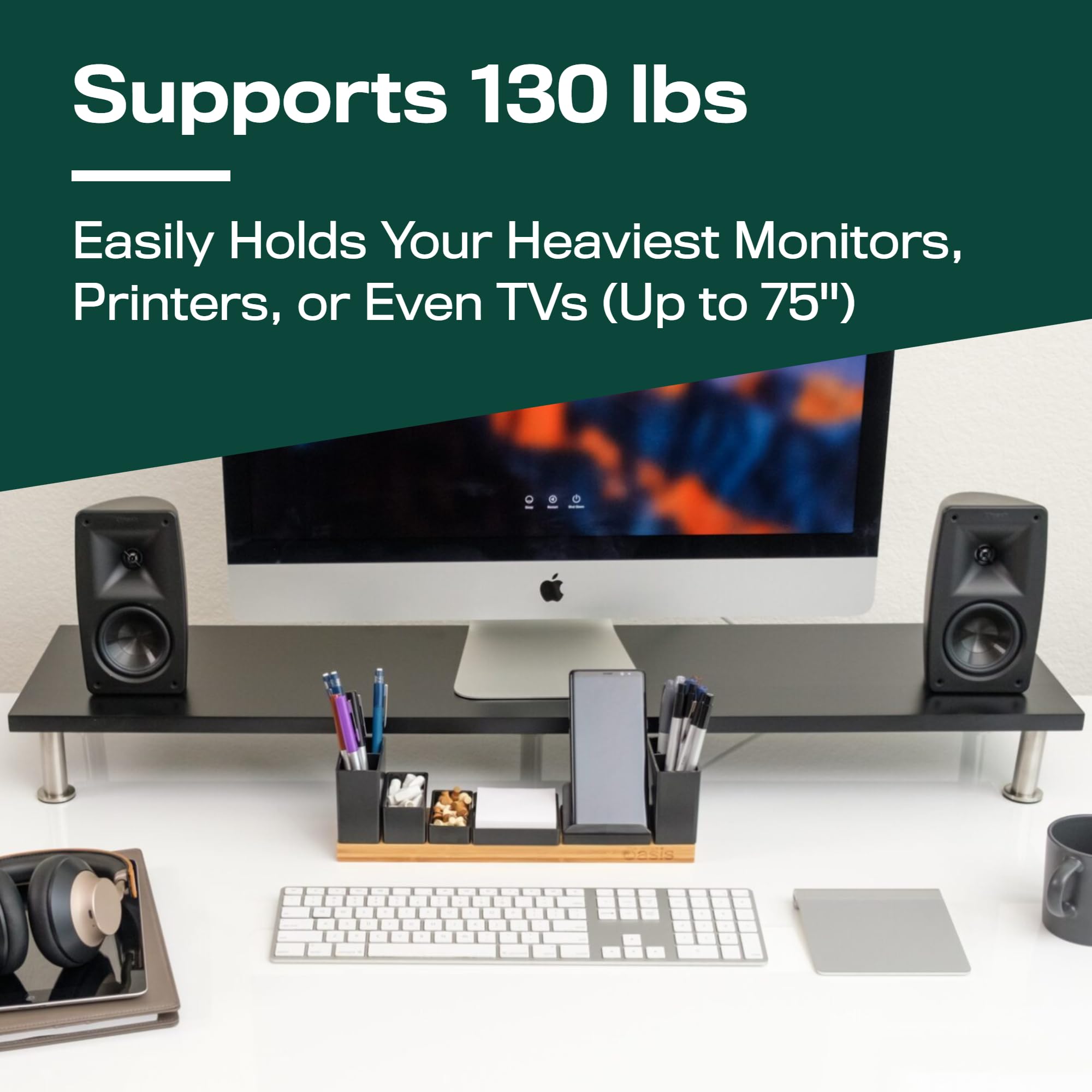 The Original Bamboo Dual Monitor Stand (As Seen On Pbs)   42 Inch Large Monitor Riser For Computer Screens, Laptop Or Tv   Desk