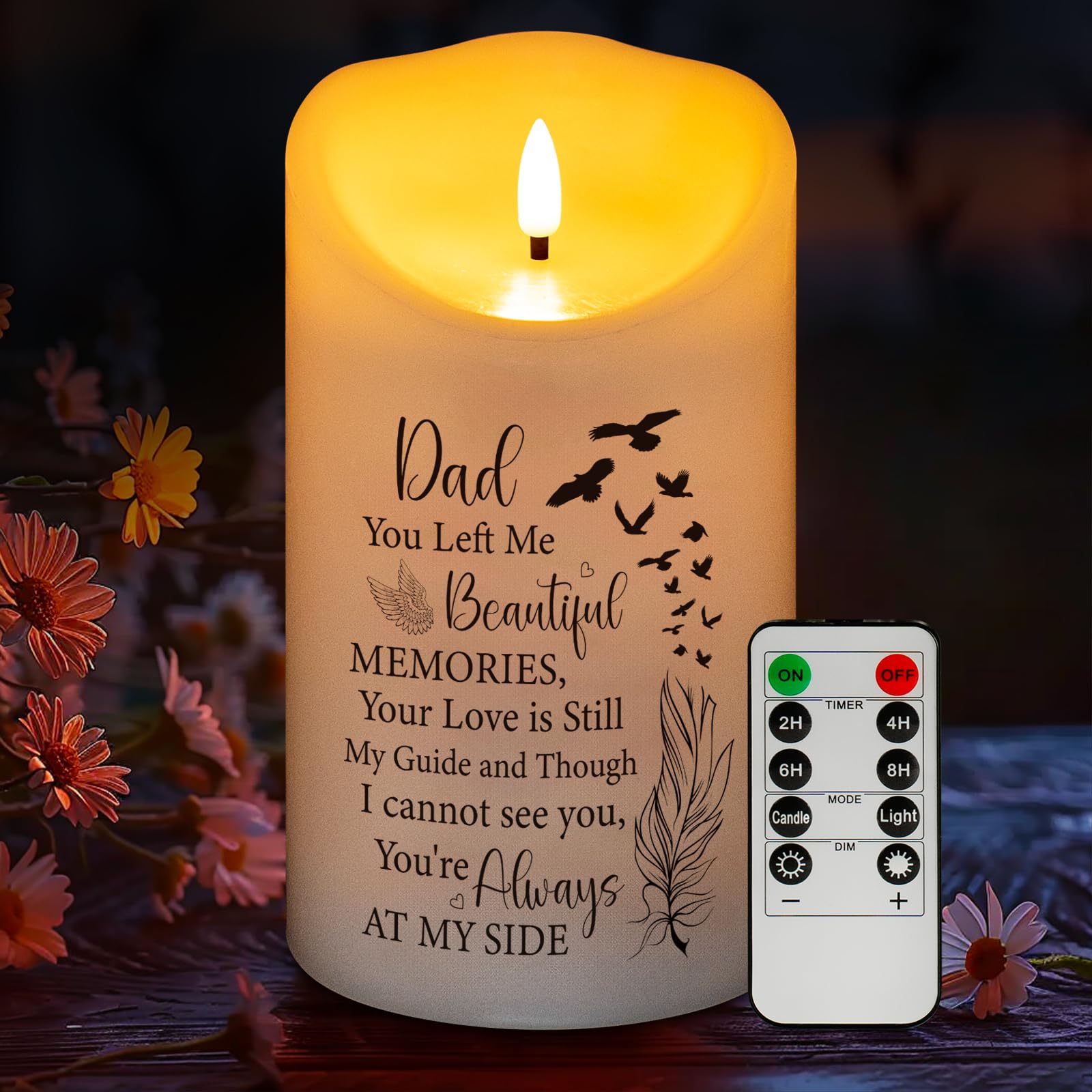Hn Haiinaa Flameless Memorial Candle, Real Wax Led Light With 10 Key Remote Sympathy Gift Bereavement Gifts For Loss Of Loved On