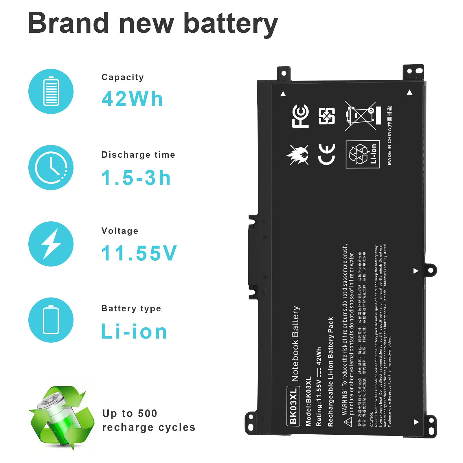 Bk03Xl Battery For Hp Pavilion X360 14 Ba000 14M Ba000 14M Ba011Dx 14M Ba013Dx 14M Ba014Dx 14M Ba015Dx 14M Ba114Dx 14 Ba000 14 B