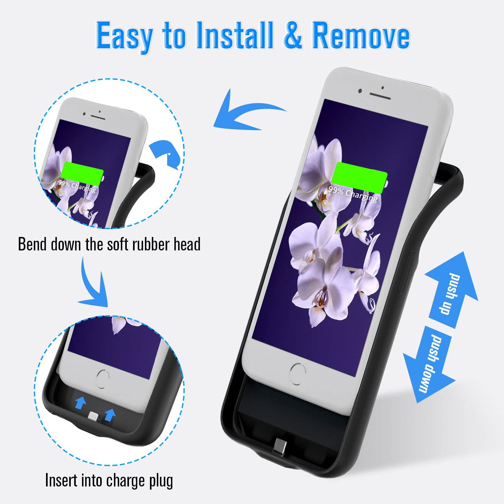 Battery Case For Iphone 8/7/6S/6/Se(2020/2022), Powerful 6000Mah Portable Rechargeable Protective Charging Case For Iphone 8/7/6