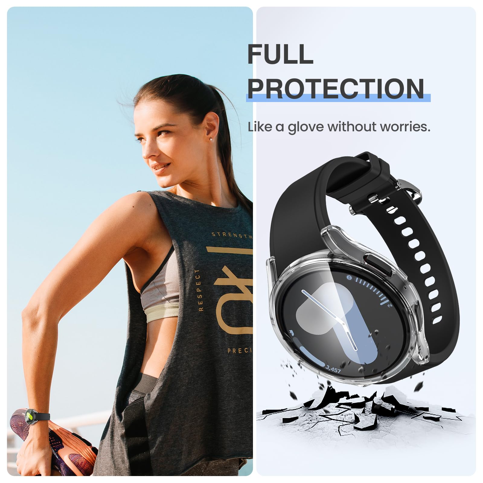 Tensea [2Pack] For Samsung Galaxy Watch 7 2024 Screen Protector Case 44Mm Accessories, Protective Face Cover For 44 Mm, Hard Bum