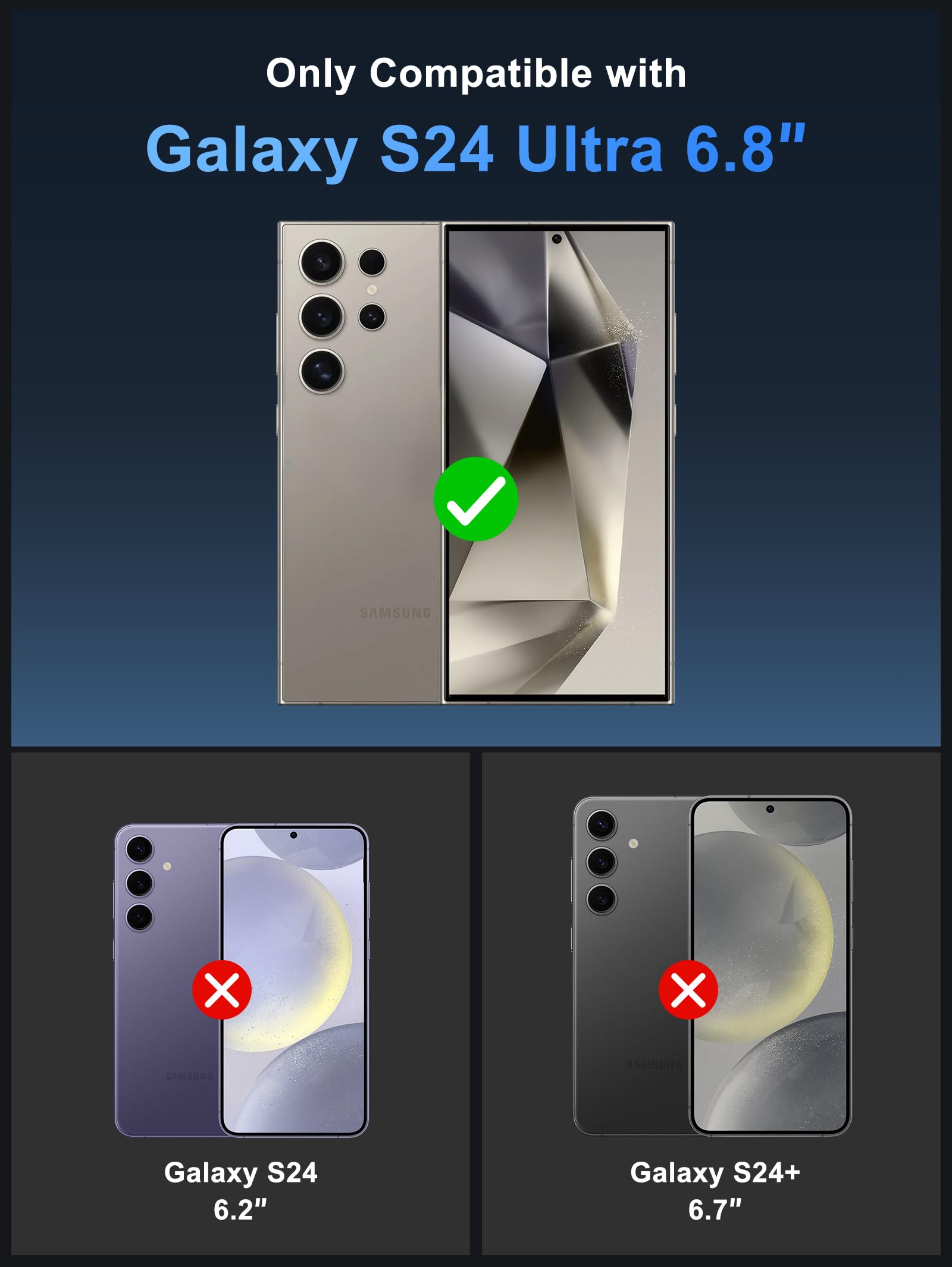 Vihibii For Samsung Galaxy S24 Ultra Wallet Case With Card Holder (4 Cards) & Slide Camera Lens Protective Cover & Kickstand, He