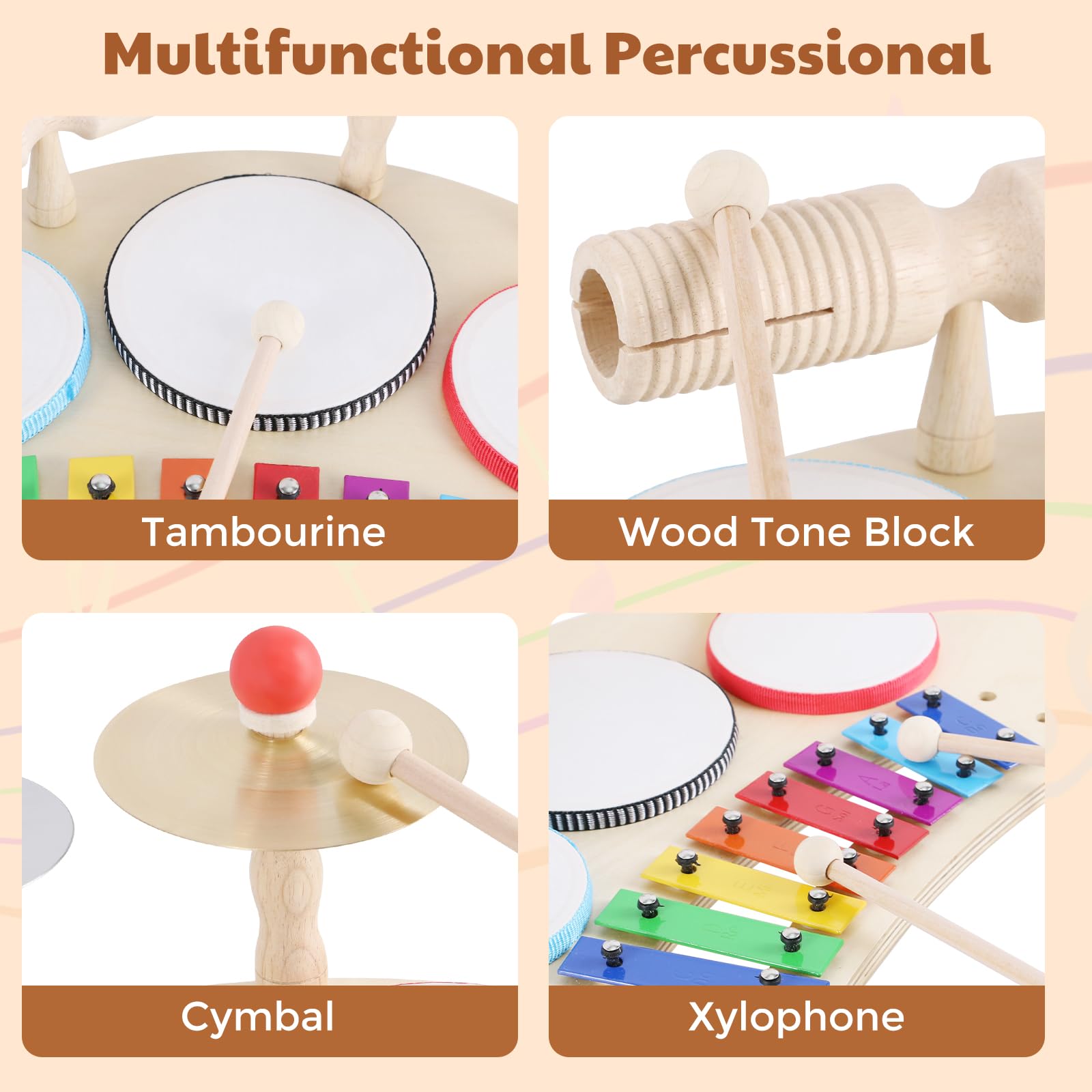 Ranming Xylophone 8 Notes Glockenspiel Xylophone,9 In 1 Wooden Xylophone ,Xylophones Instrument Music Teaching Xylophone Music T