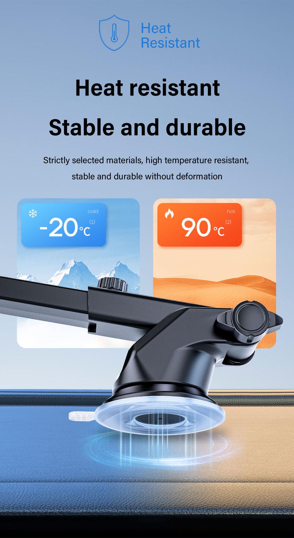 Vorq Car Phone Holder Mount Dashboard Windshield Suction Mount Cell Phone Holder For My Car Strong Grip 360 Degree Rotation Univ