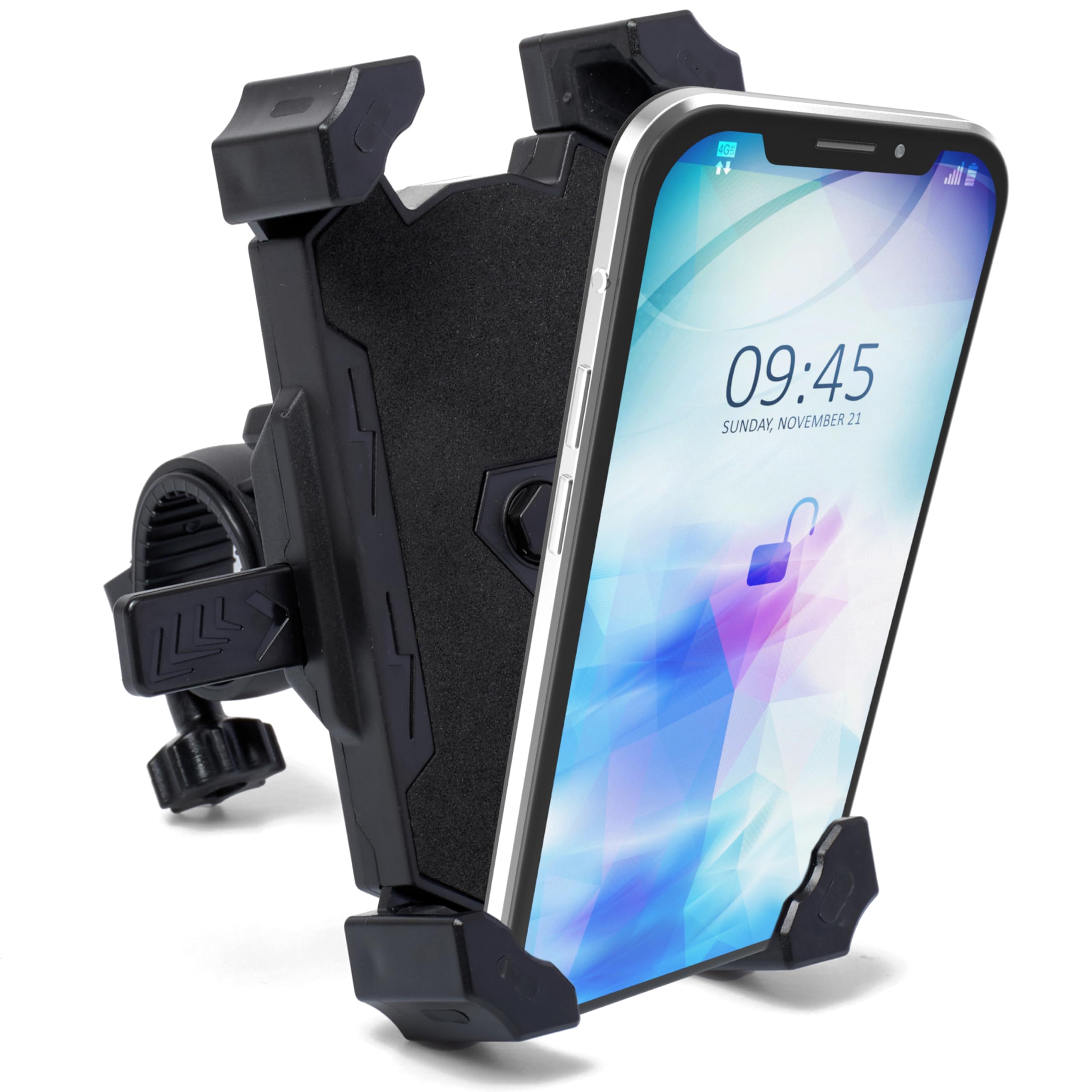 Pro Bike Tool Bike Phone Holder Mount - Double Lock Switch For Sport Cycling - Grey Red Motorcycle Handlebar Phone Mount - Secur