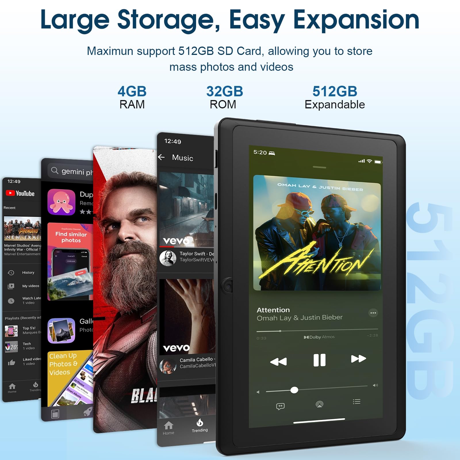 Byandby Newest Tablets Android 12, 7 Inch Tablets, 4Gb+32Gb/1Tb Expand, 2.4G+5G+Wi Fi 6, Dual Camera, 3000 Mah, Bt, Gms, Games,