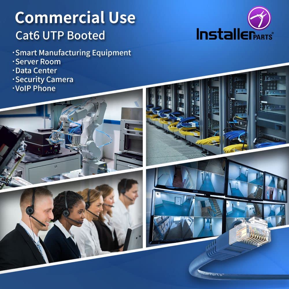 Installerparts Cat6 Cable Utp Booted [Blue]   [0.5 Ft]   [5 Pack]   Professional Series   10Gbps, Cat6 Patch Cable, Cat 6 Patch