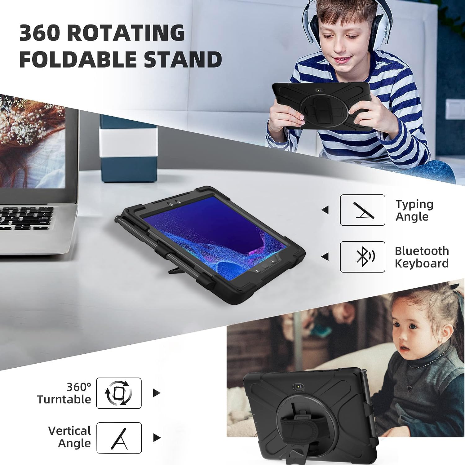 Dreamerx For Galaxy Tab Active4 Pro Case With Strap, Galaxy Tab Active Pro 10.1 Kids Case, Heavy Duty Rugged Shockproof Cover St