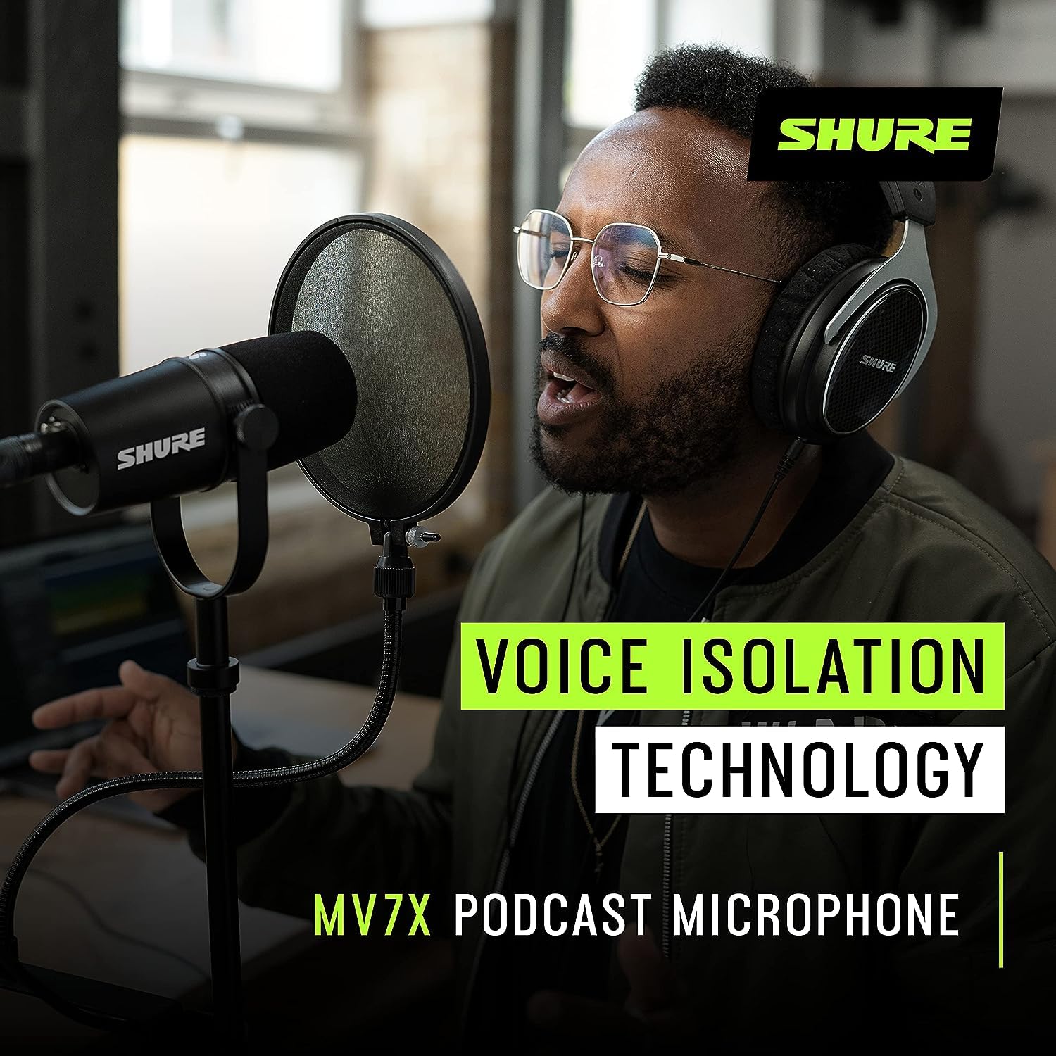 Shure Mv7X Xlr Podcast Microphone With Xlr Cable   Dynamic Mic For Podcasting & Vocal Recording, Voice Isolating Technology, All