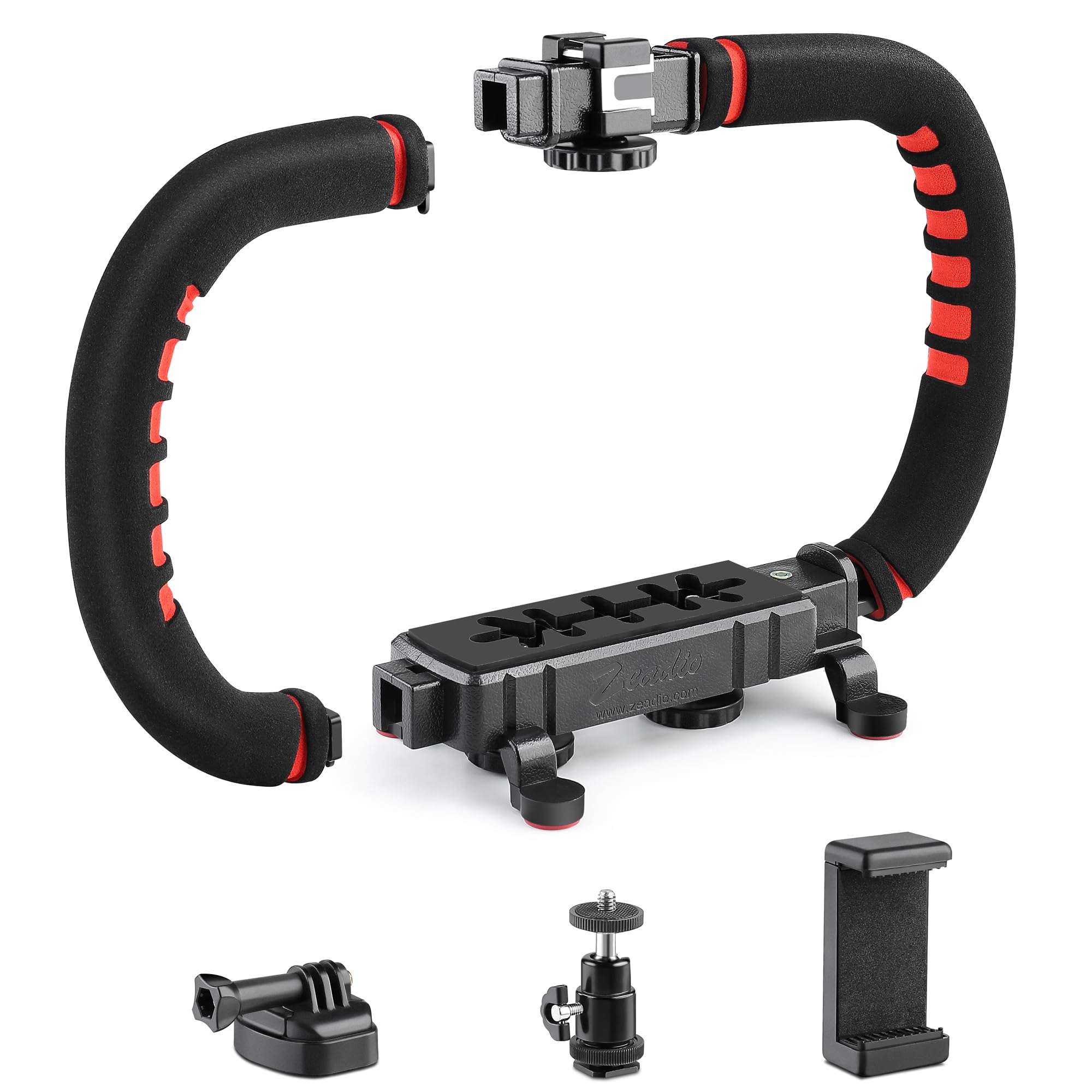 Zeadio Camera Smartphone Stabilizer, Foldable Handle Grip Handheld Video Rig, Compatibility With All Camera, Camcorder, Action Camera, Dslr And All Iphone And Android Smartphones