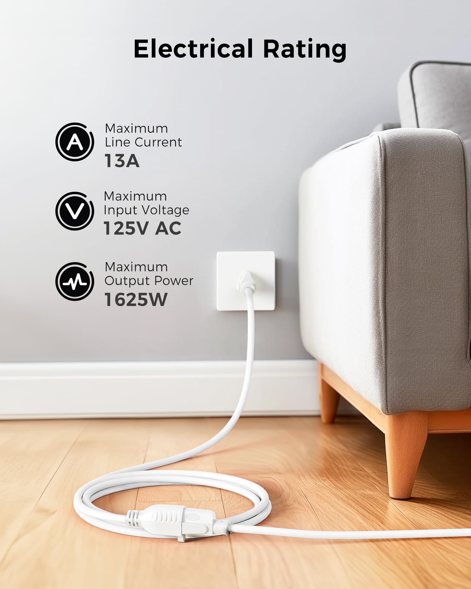 [Ul Listed] Cable Matters 2 Pack 16 Awg Heavy Duty 13A Short Power Extension Cord   1Ft, 3 Prong Power Cord Extension, Nema 5 15