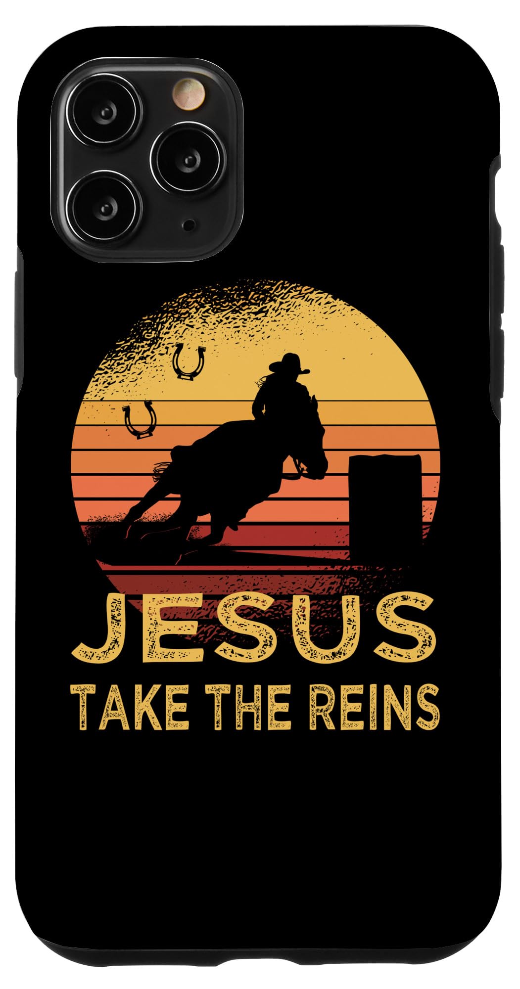 Iphone 11 Pro Vintage Retro Horse Barrel Racing Jesus Take The Reins Rodeo Case