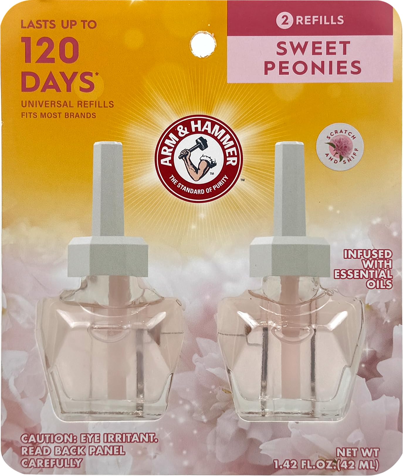 Arm & Hammer Plug in Scented Oil 2 Refills, Sweet Peonies, 1.42 Oz