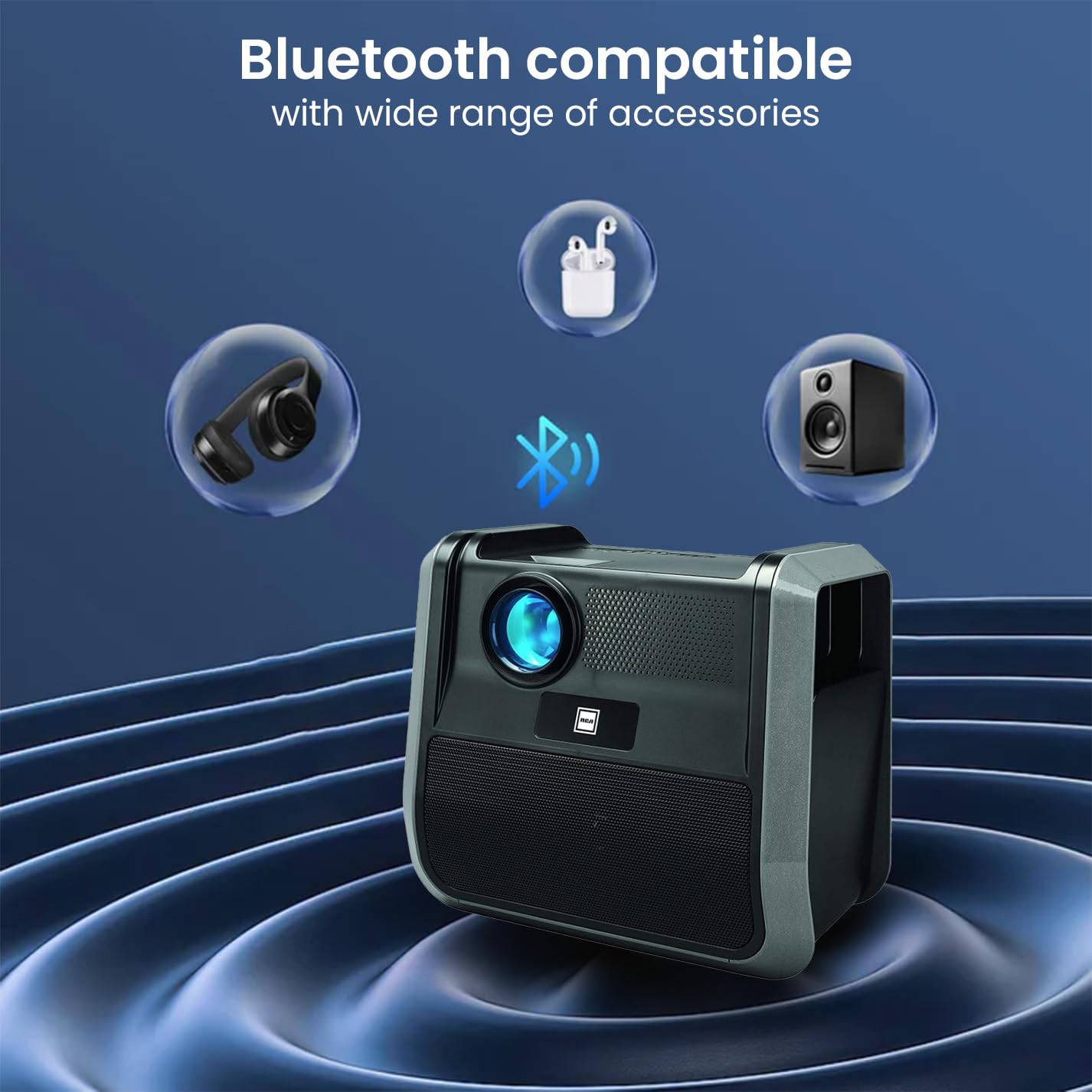 Rca - Rpj060 Portable Projector Home Theater Entertainment System - Outdoor, Built-In Handles And Speakers, Black, Graphite (Rpj