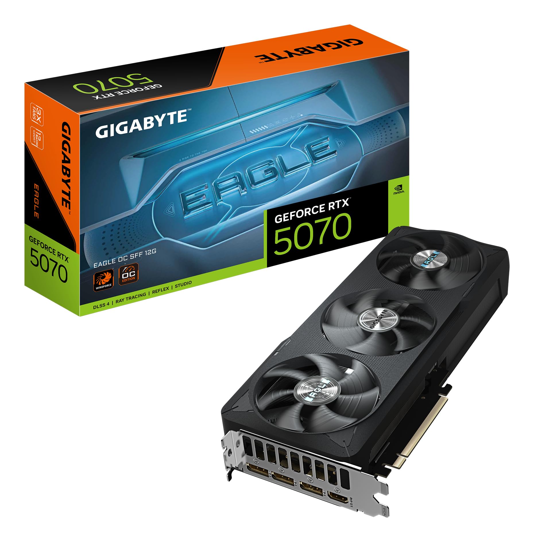 Gigabyte GeForce RTX 5070 Eagle OC SFF 12G Graphics Card - 12GB GDDR7, 192 Bit, PCI-E 5.0, 2587 MHz Core Clock, 3 x DP 2.1a, 1 x