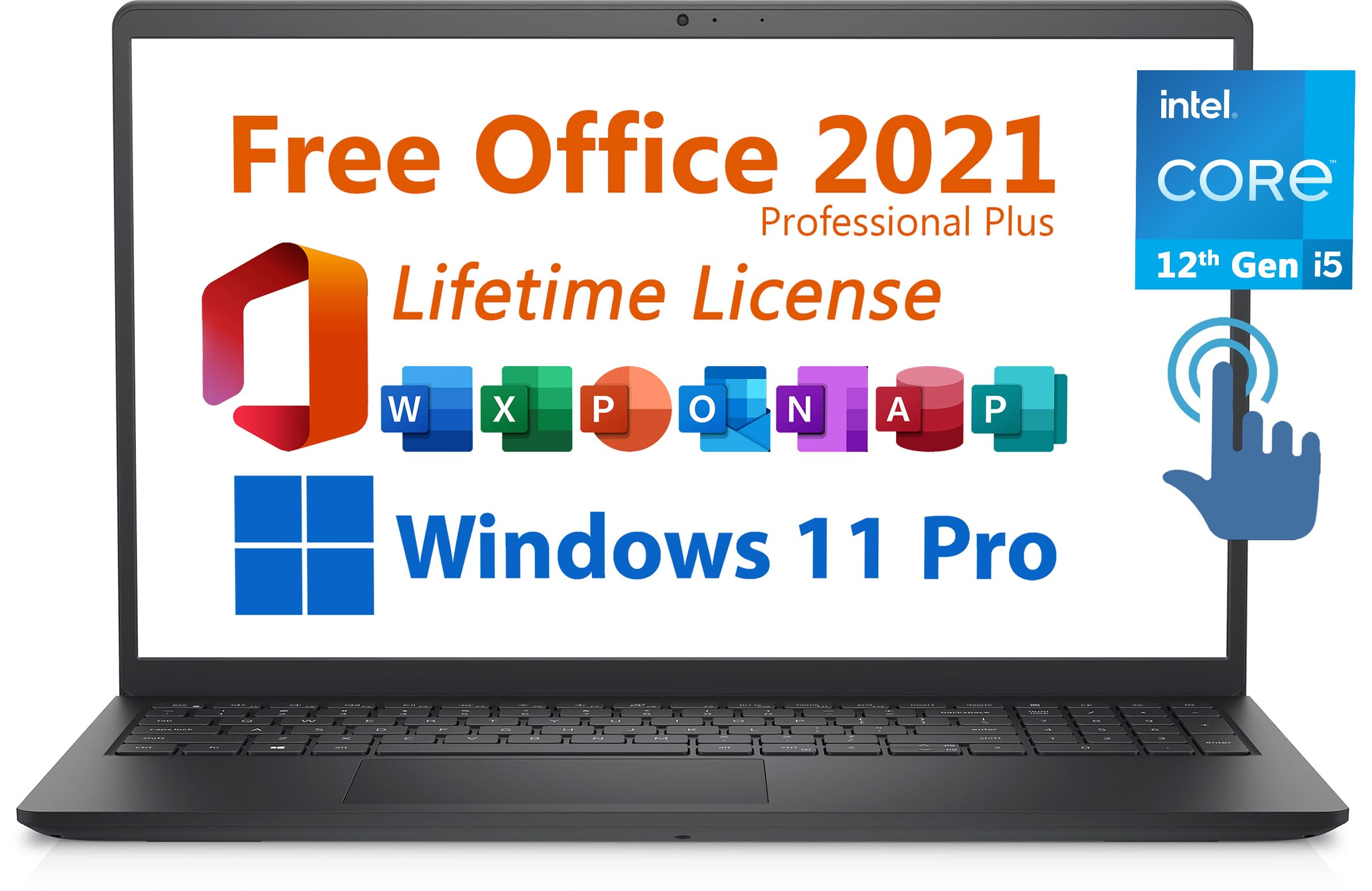 Dell 2024 Inspiron 15 Business Laptop, Free Microsoft Office 2021 with Lifetime License, 15.6 FHD 1920 x 1080, Intel Quad-Core i