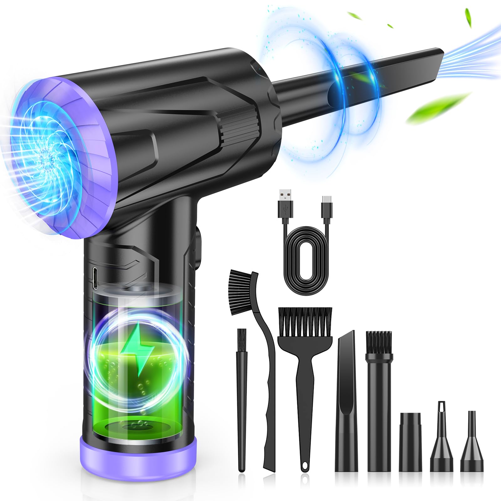 Compressed Air Duster Keyboard Cleaner Cordless Electric Air Duster For Computer Pc 110000Rpm Canned Air Blower Spray Can Car Du