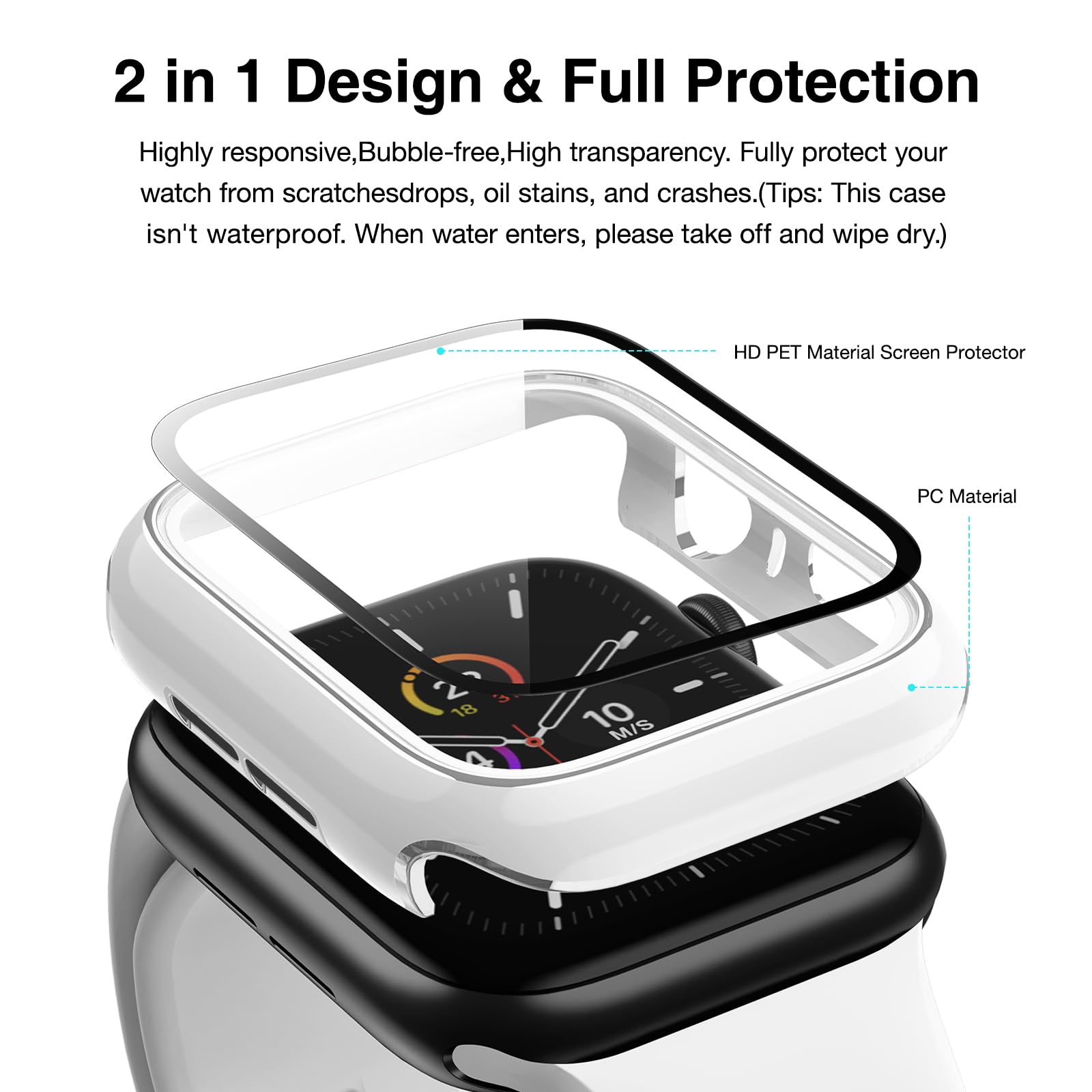Lovrug 2 Pack Cases Compatible With Apple Watch Case 44Mm Se/Series 6/5/4 Built In Tempered Glass Screen Protector Ultra-Thin Bu