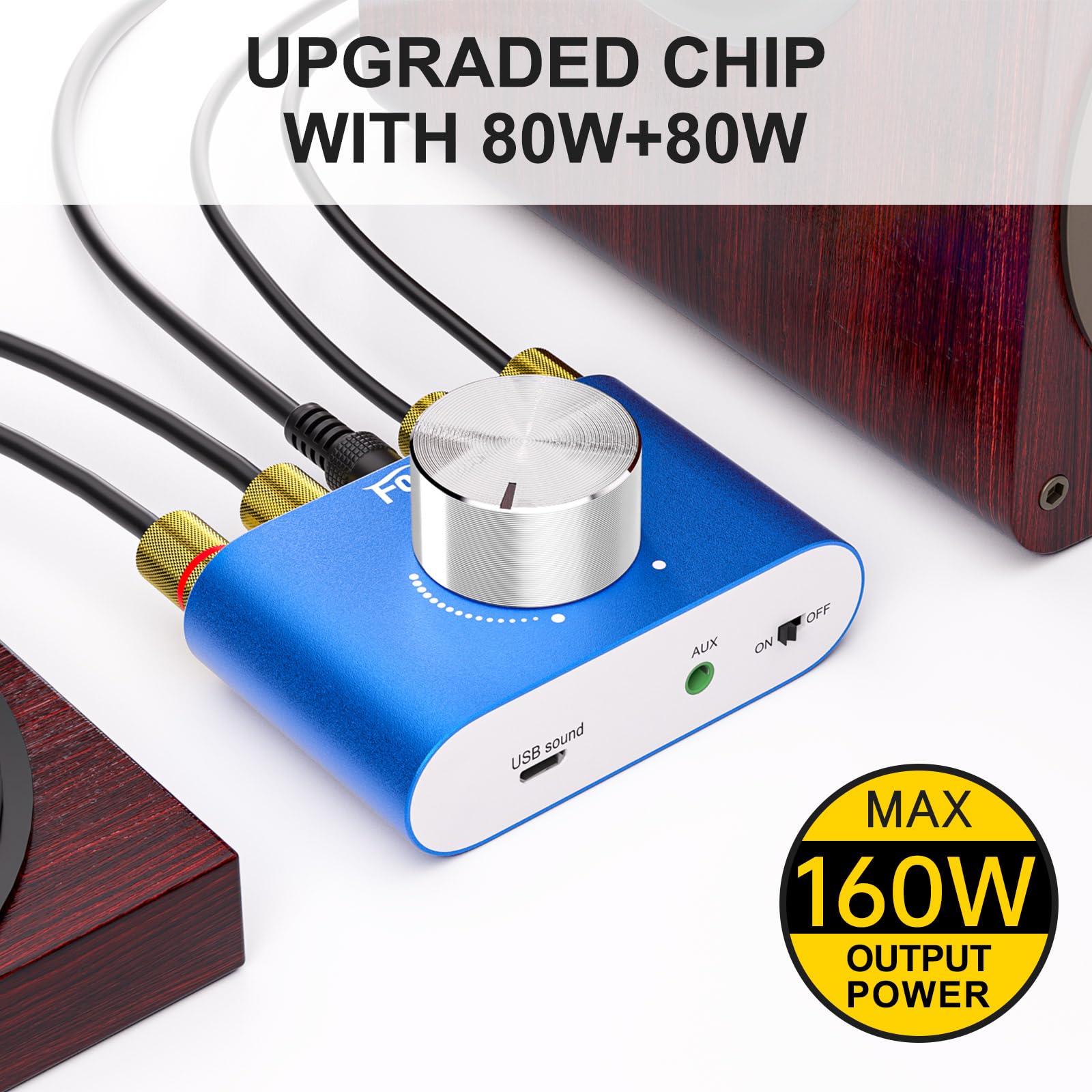 Facmogu F900S 2 Ch Bluetooth Amplifier 160W With Power Supply Adapter Dc 12V 5A, 80W + 80W Bt 5.0 Mini Wireless Audio Power Amp