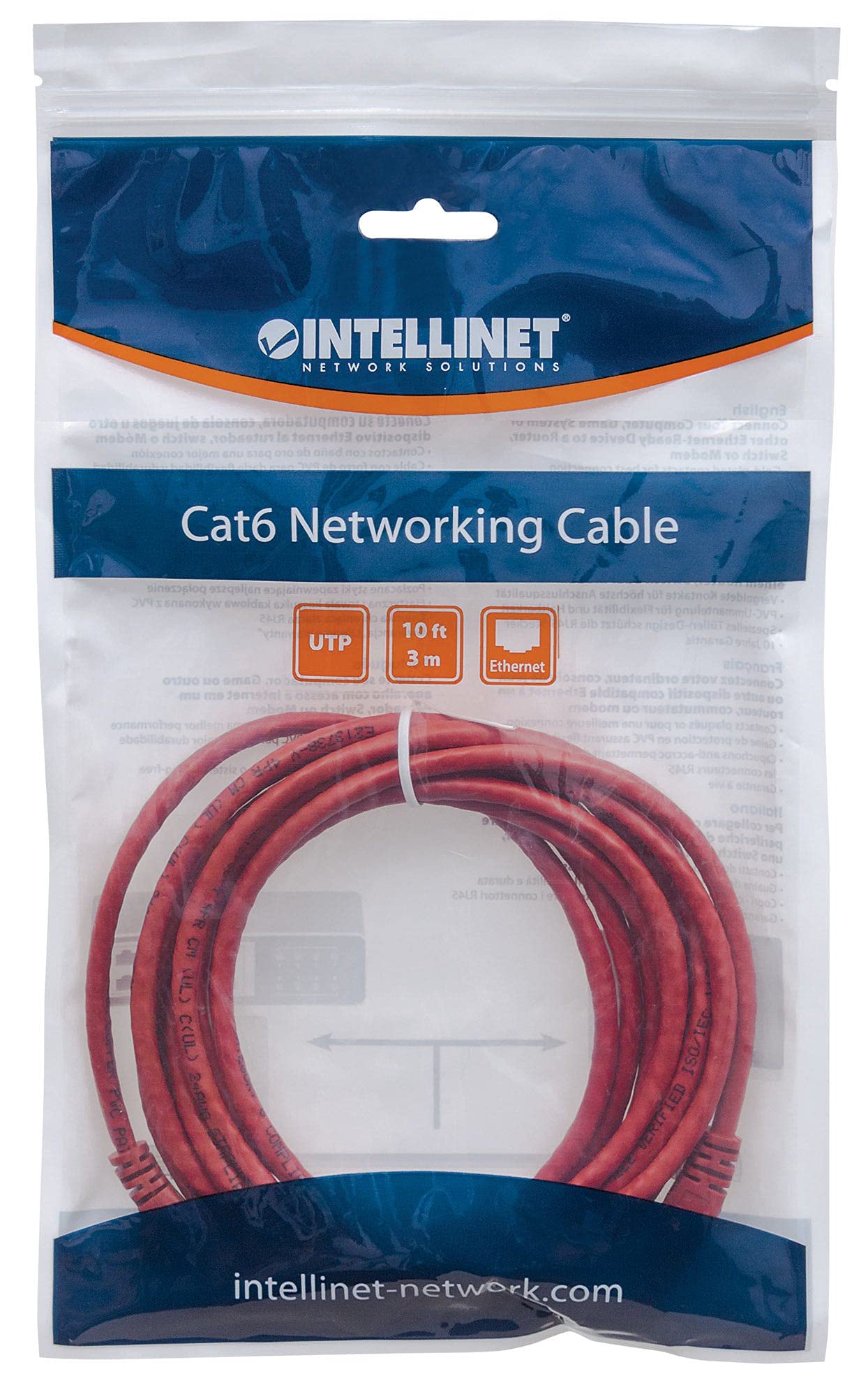 Intellinet Network Solutions Cat5E Rj 45 Male/Rj 45 Male Utp Network Patch Cable, 10 Feet (319799)