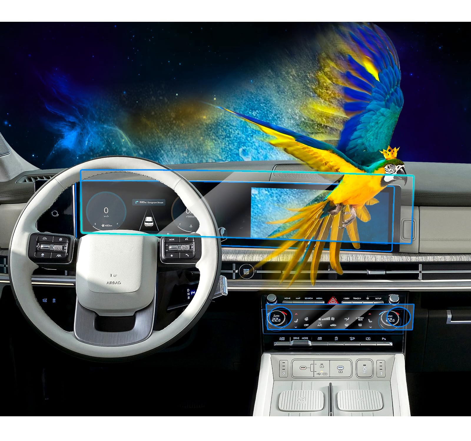 Eueky 2Pcs 2024 Hyundai Santa Fe Screen Protector For 2024 Hyundai Santa Fe Hybrid Dual 12.3Inch Soft Screen Protector Displays 