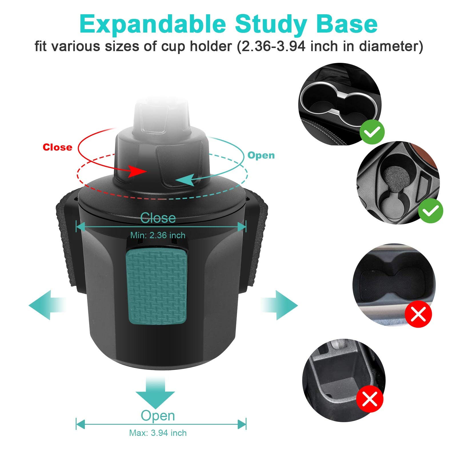 Car Cup Holder Tablet Mount & Phone Cradle Stand Truck For Ipad Pro 9.7, 11, 12.9 Air Mini 5 4 3 2, Samsung Galaxy Tabs, Iphone