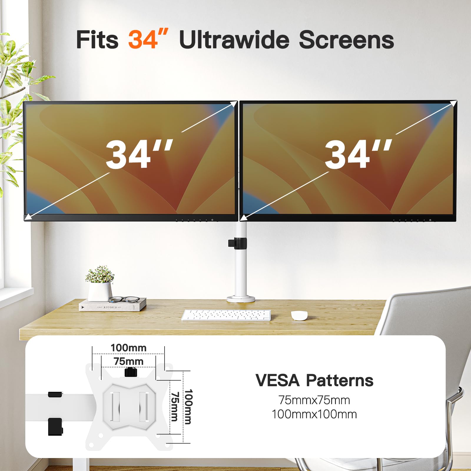 Ergear Dual Monitor Desk Mount For 13 34'' Monitors Up To 26.5 Lbs