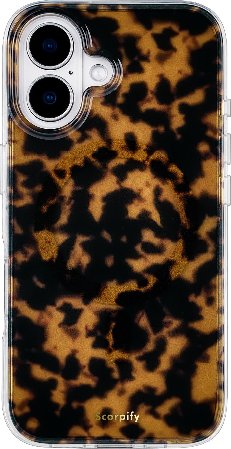 Scorpify For Iphone 16 Plus Case [Compatible With Magsafe] With Brown Tortoise Shell Design, Cute Brown Magnetic Phone Cover For