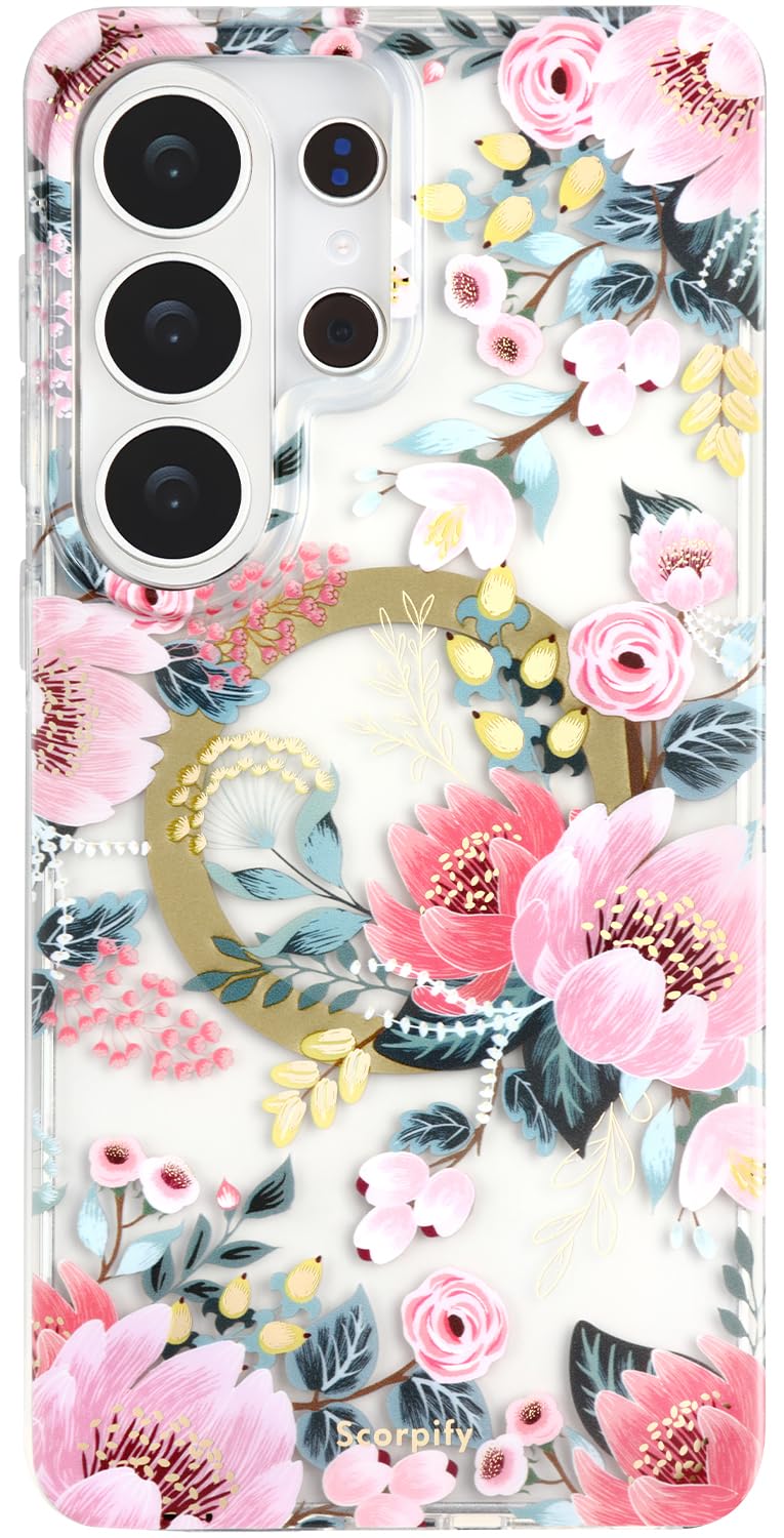 SCORPIFY Compatible with Samsung Galaxy S26 Ultra Case [Compatible with MagSafe] for Pink Epiphyllum Floral Design, Cute Magneti