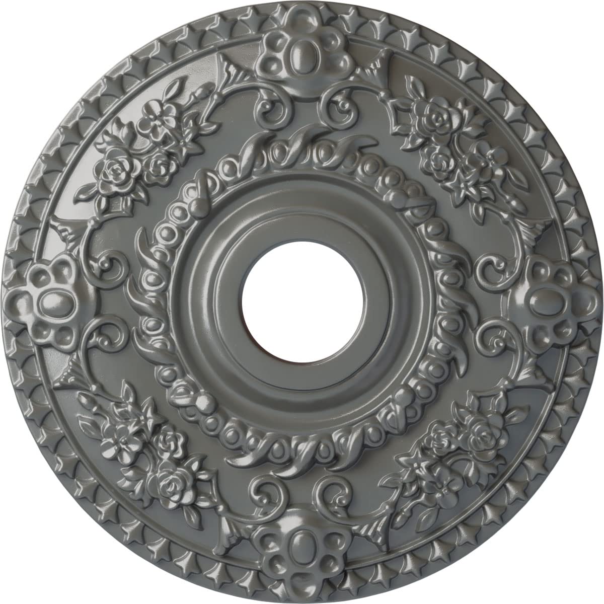 Ekena Millwork CM18ROSLS Rose Ceiling Medallion, Silver