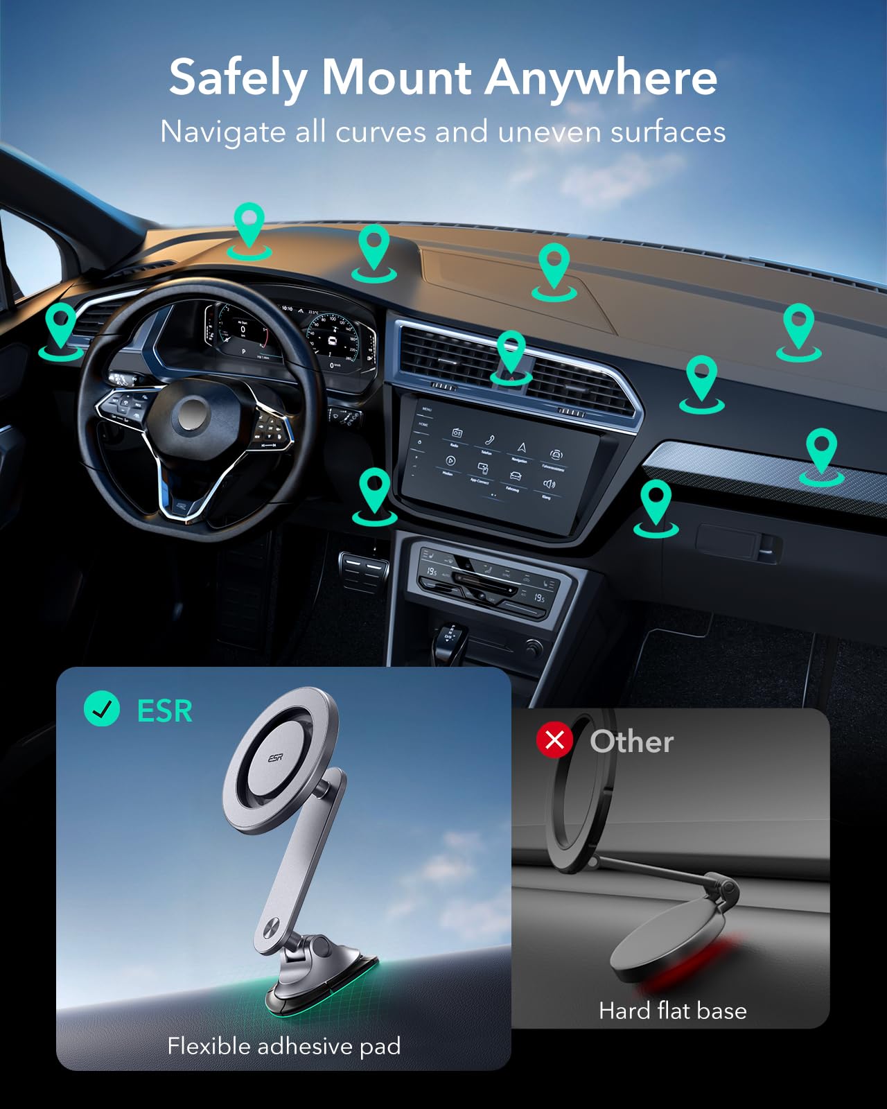 Esr For Magsafe Car Mount, Dashboard Magnetic Phone Holder For Car, 360 Rotation,Car Phone Holder Mount For Iphone 16/16E/15/14/