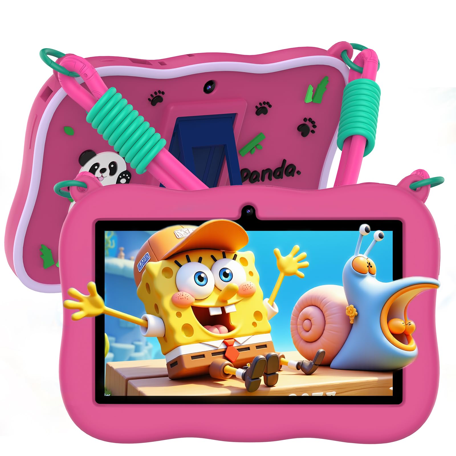 VASOUN 7 inch Kids Tablet with Strap, Android 13 with 32GB Toddler Tablet,WiFi, Dual Camera,Time Limits, Age Filters,Parental Co